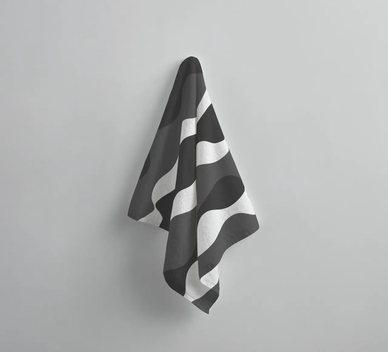Grey horizontal wavy gradient towel by baobabprintstore