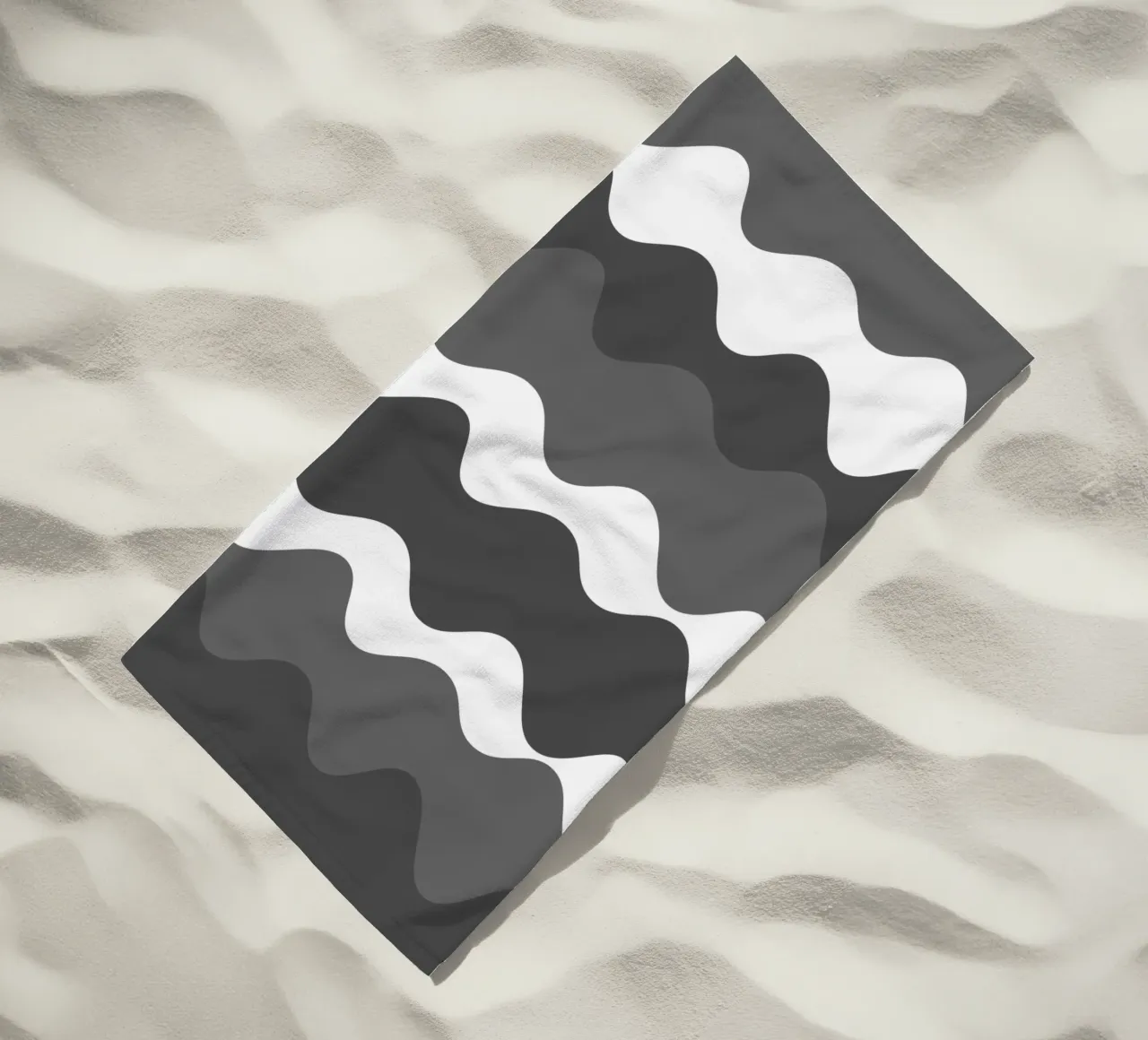 Grey horizontal wavy gradient telo mare da baobabprintstore