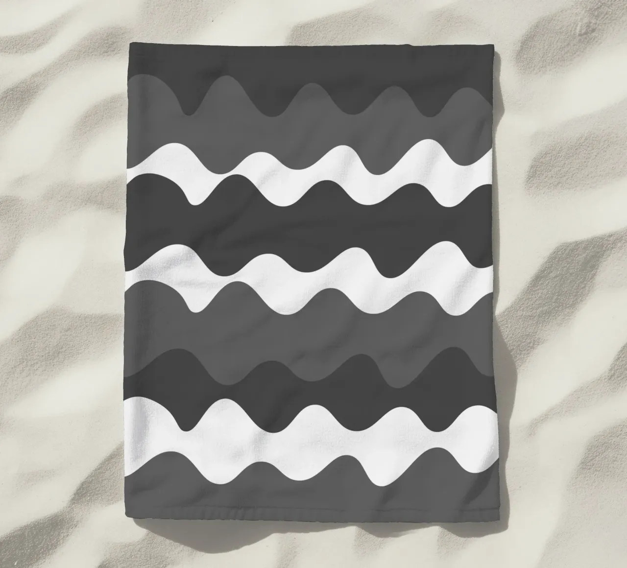 Grey horizontal wavy gradient telo mare da baobabprintstore
