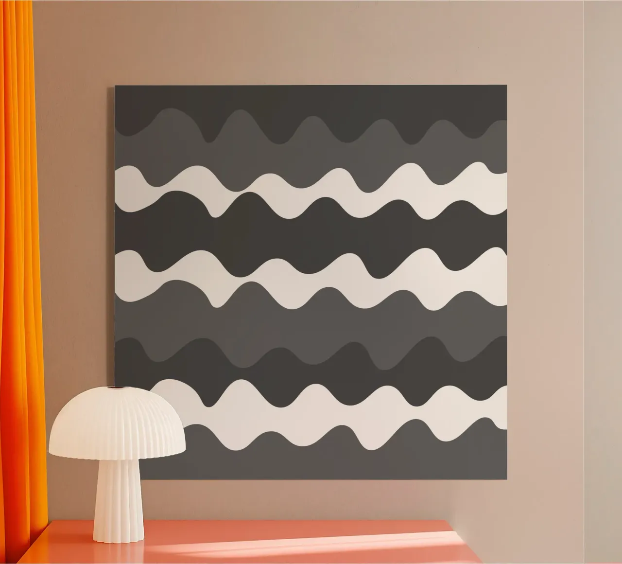 Grey horizontal wavy gradient metacrilato de baobabprintstore