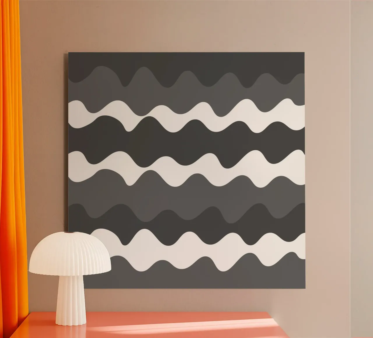 Grey horizontal wavy gradient alluminio dibond da baobabprintstore