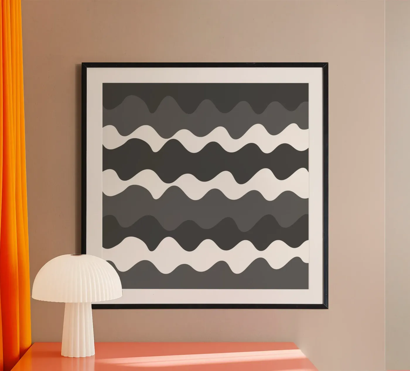 Grey horizontal wavy gradient poster by baobabprintstore