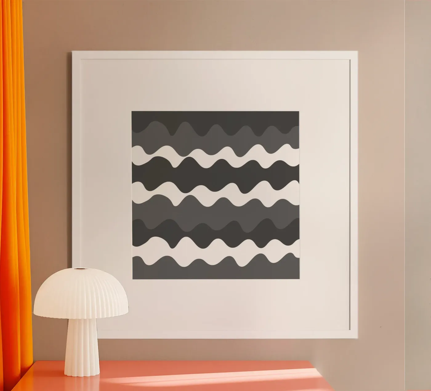 Grey horizontal wavy gradient poster by baobabprintstore