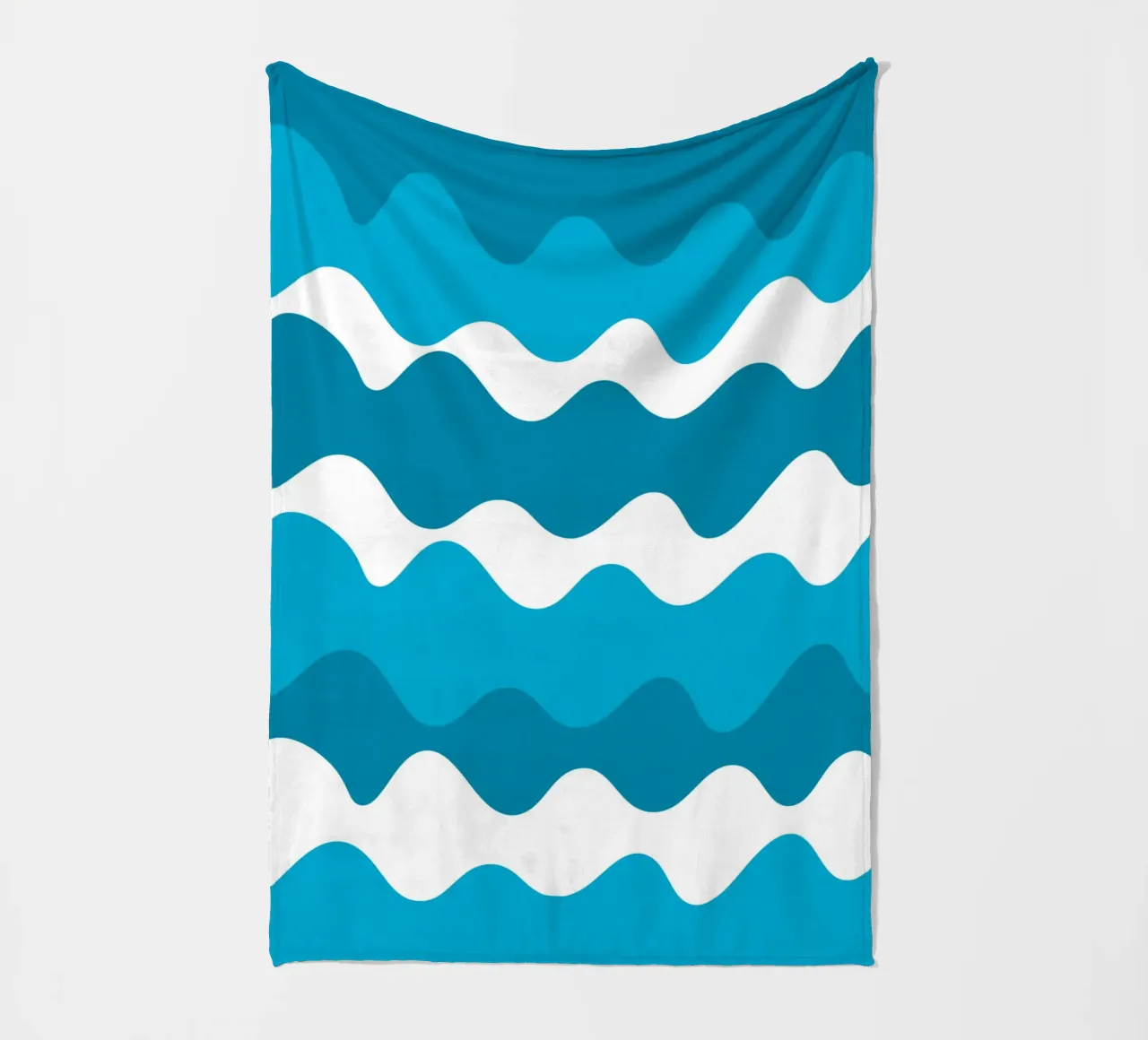 Blue horizontal wavy gradient coperta in pile da baobabprintstore