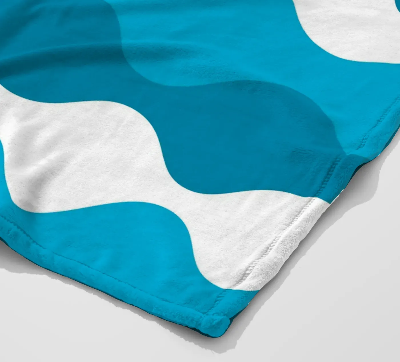 Blue horizontal wavy gradient Fleecedecke von baobabprintstore
