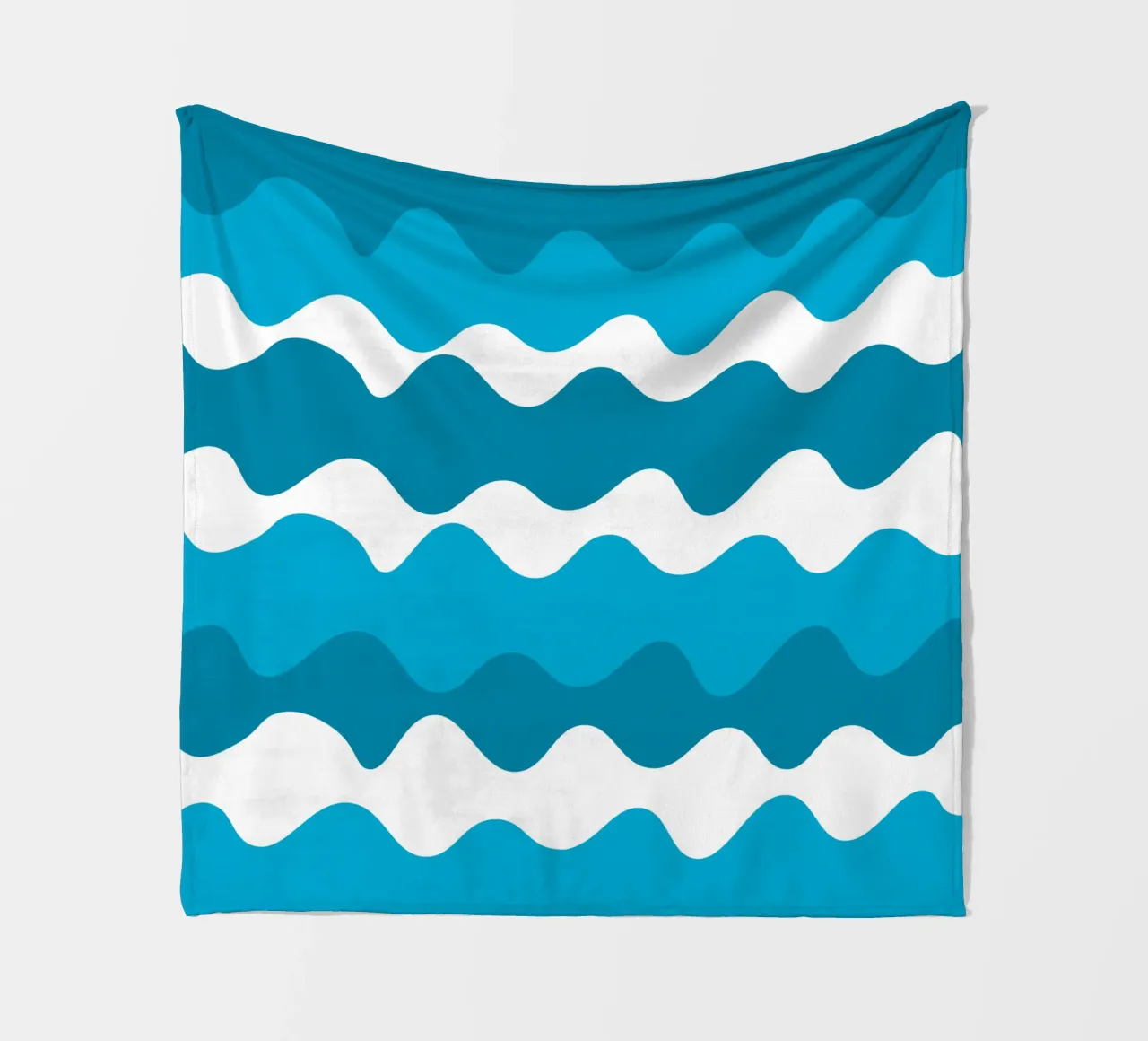 Blue horizontal wavy gradient coperta in pile da baobabprintstore