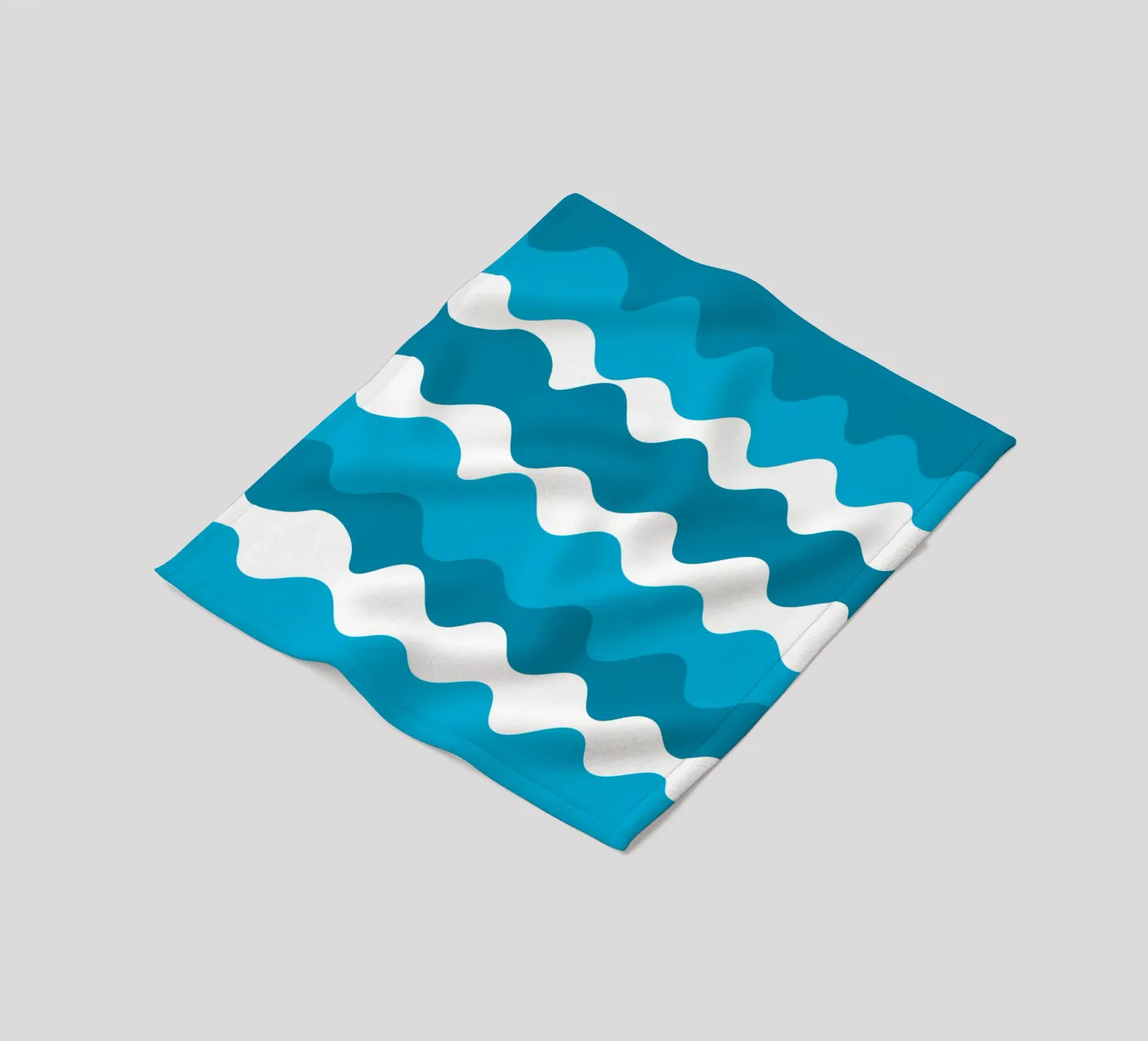 Blue horizontal wavy gradient Fleecedecke von baobabprintstore