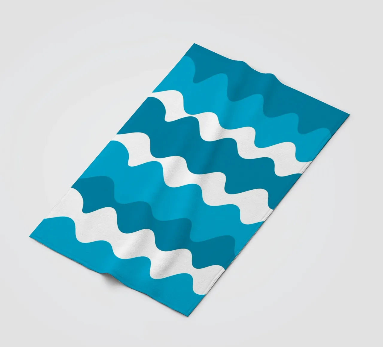 Blue horizontal wavy gradient coperta in pile da baobabprintstore