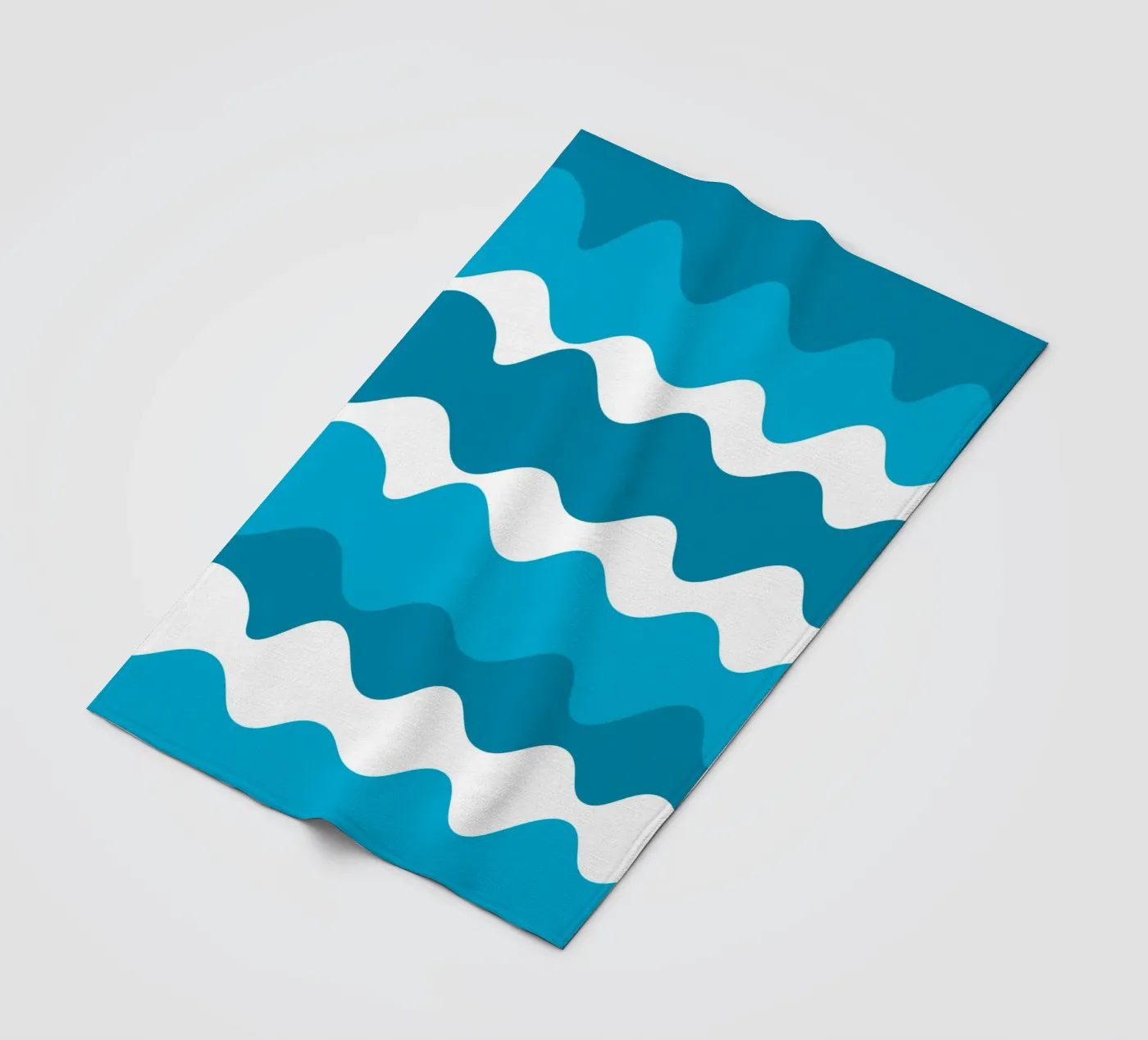 Blue horizontal wavy gradient Fleecedecke von baobabprintstore