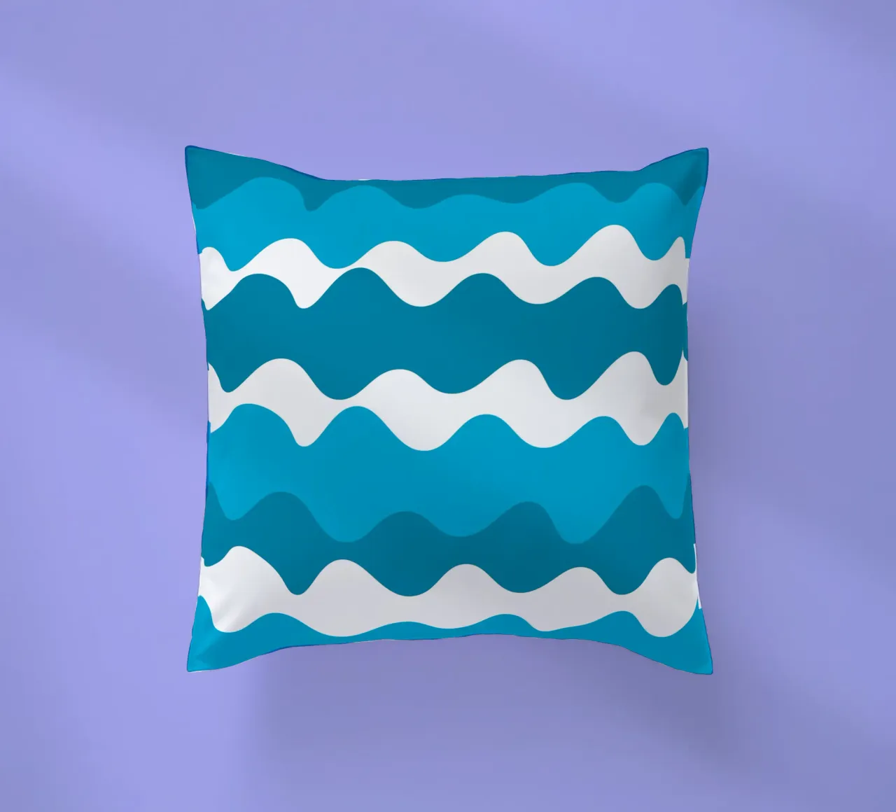 Blue horizontal wavy gradient cuscino da baobabprintstore