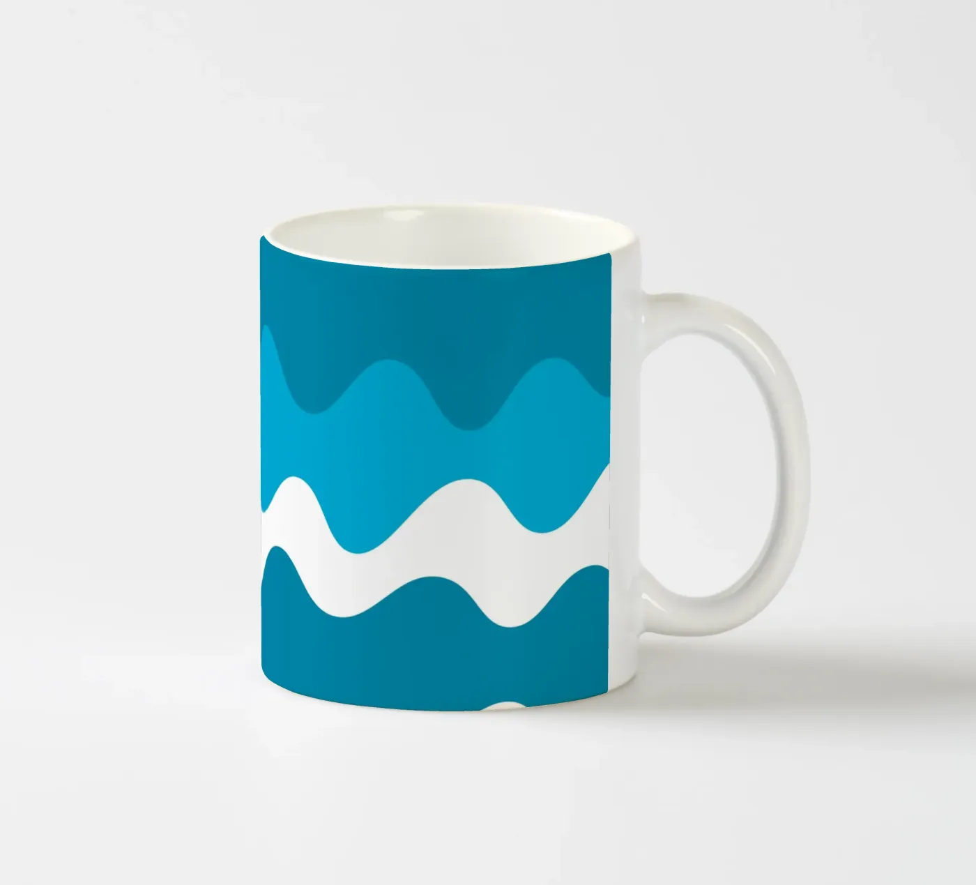 Blue horizontal wavy gradient ceramic mug by baobabprintstore