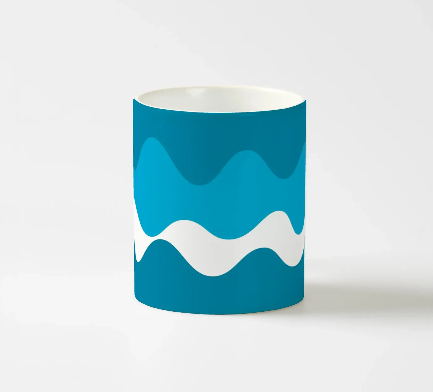 Blue horizontal wavy gradient ceramic mug by baobabprintstore