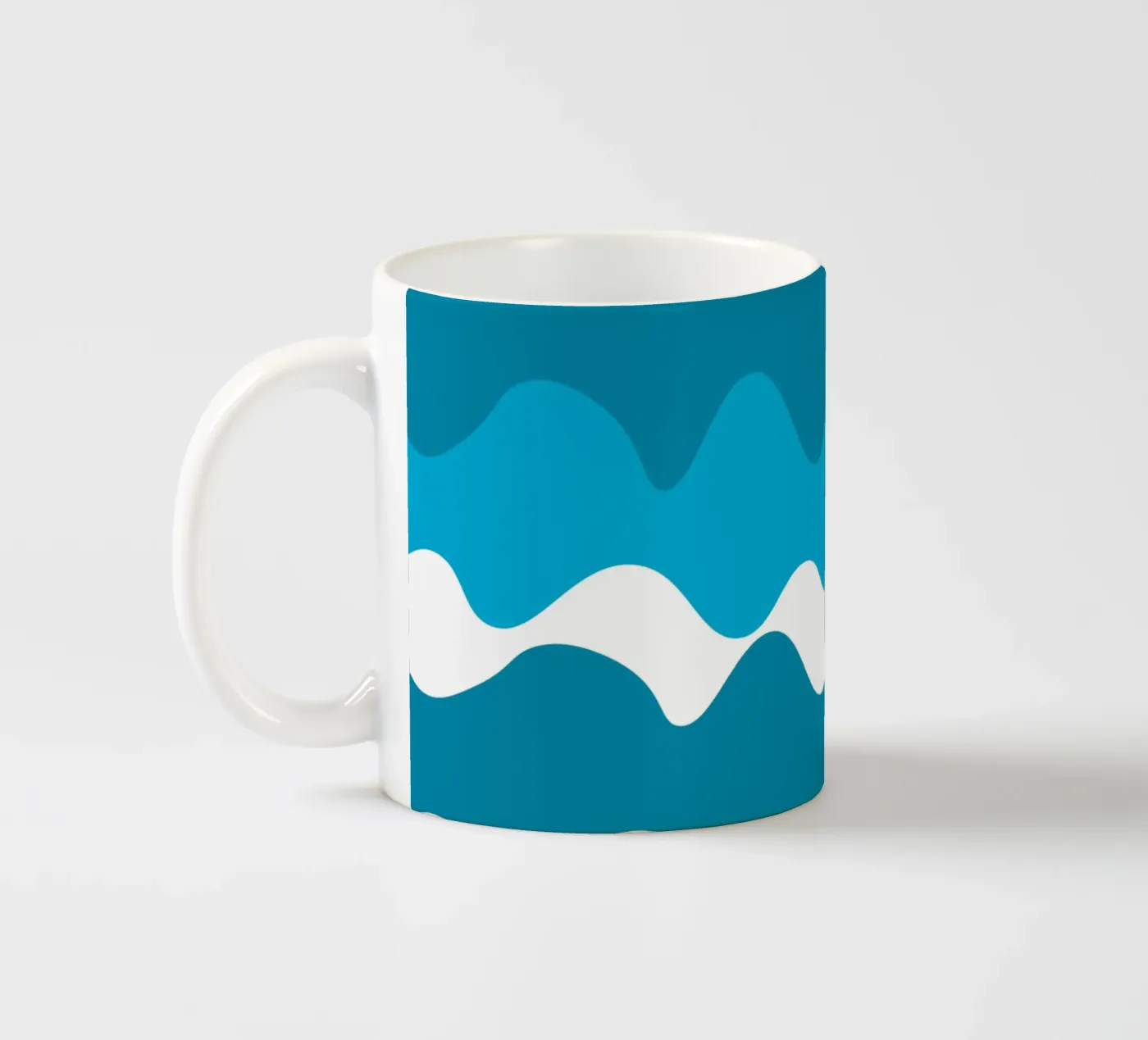 Blue horizontal wavy gradient ceramic mug by baobabprintstore
