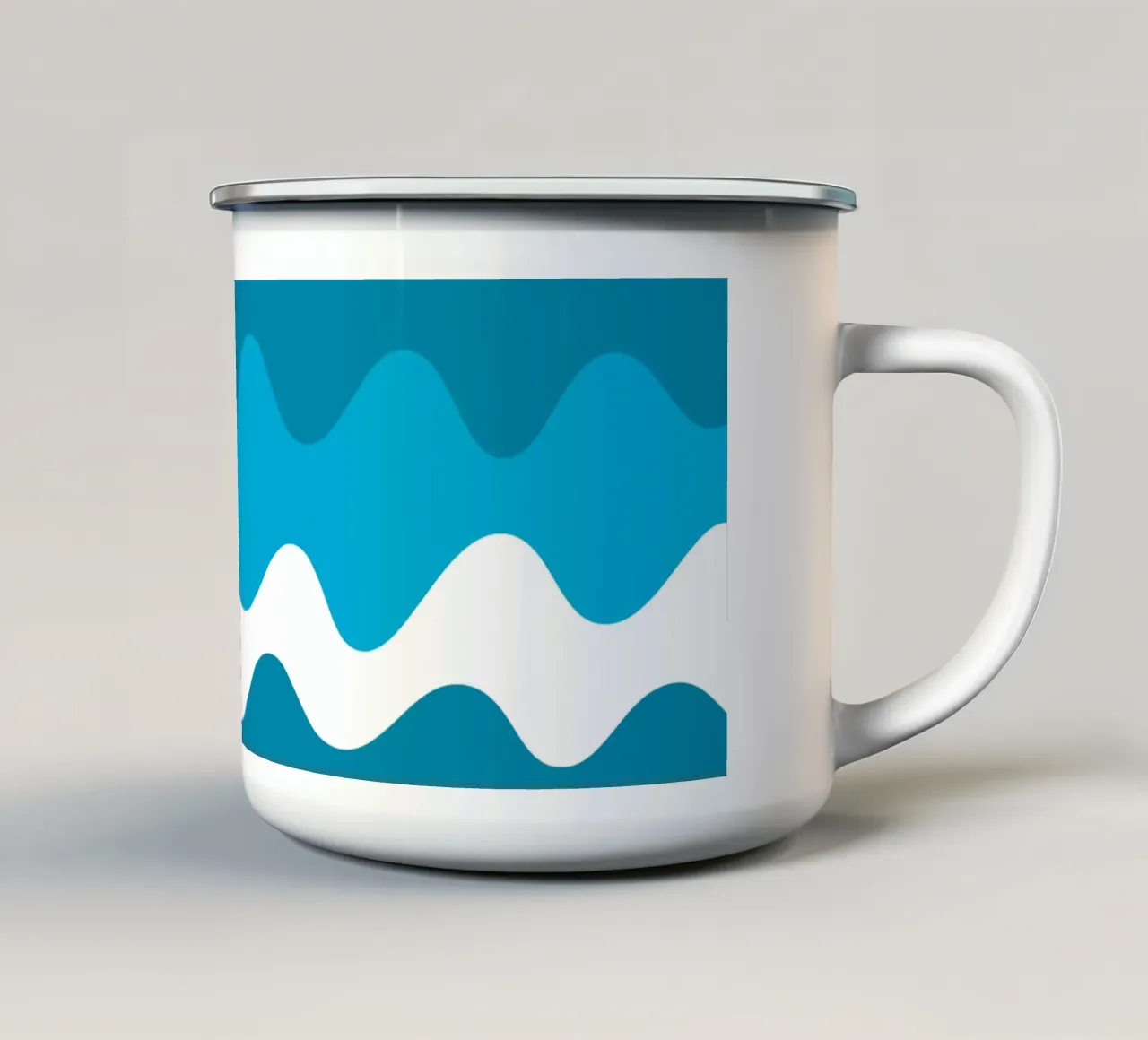 Blue horizontal wavy gradient tazza in smalto da baobabprintstore