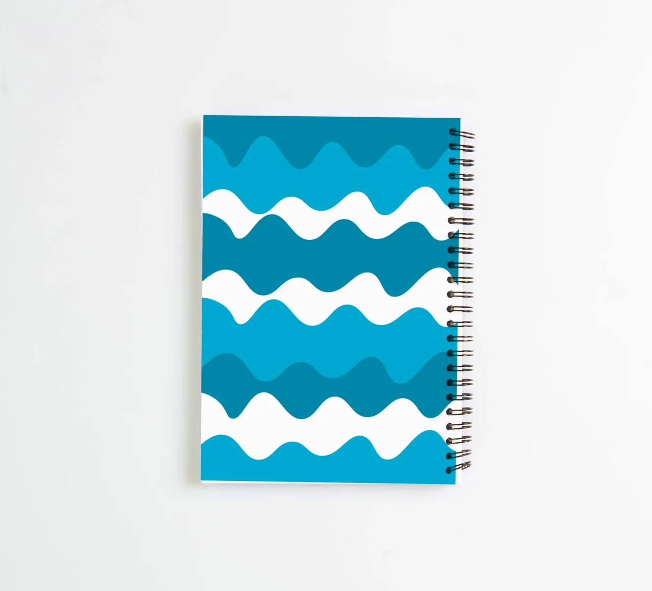 Blue horizontal wavy gradient spiral notebook by baobabprintstore