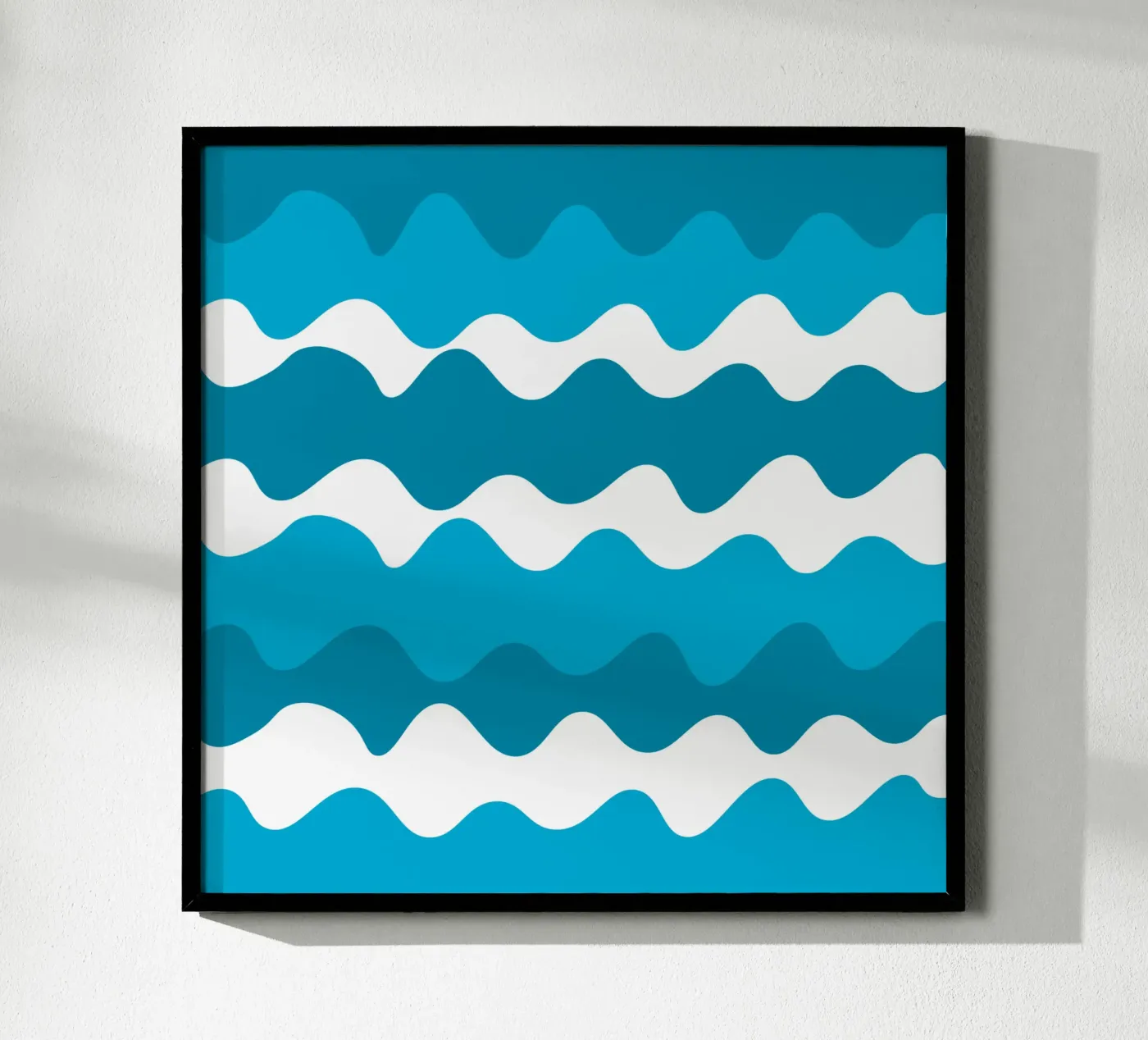 Blue horizontal wavy gradient poster by baobabprintstore