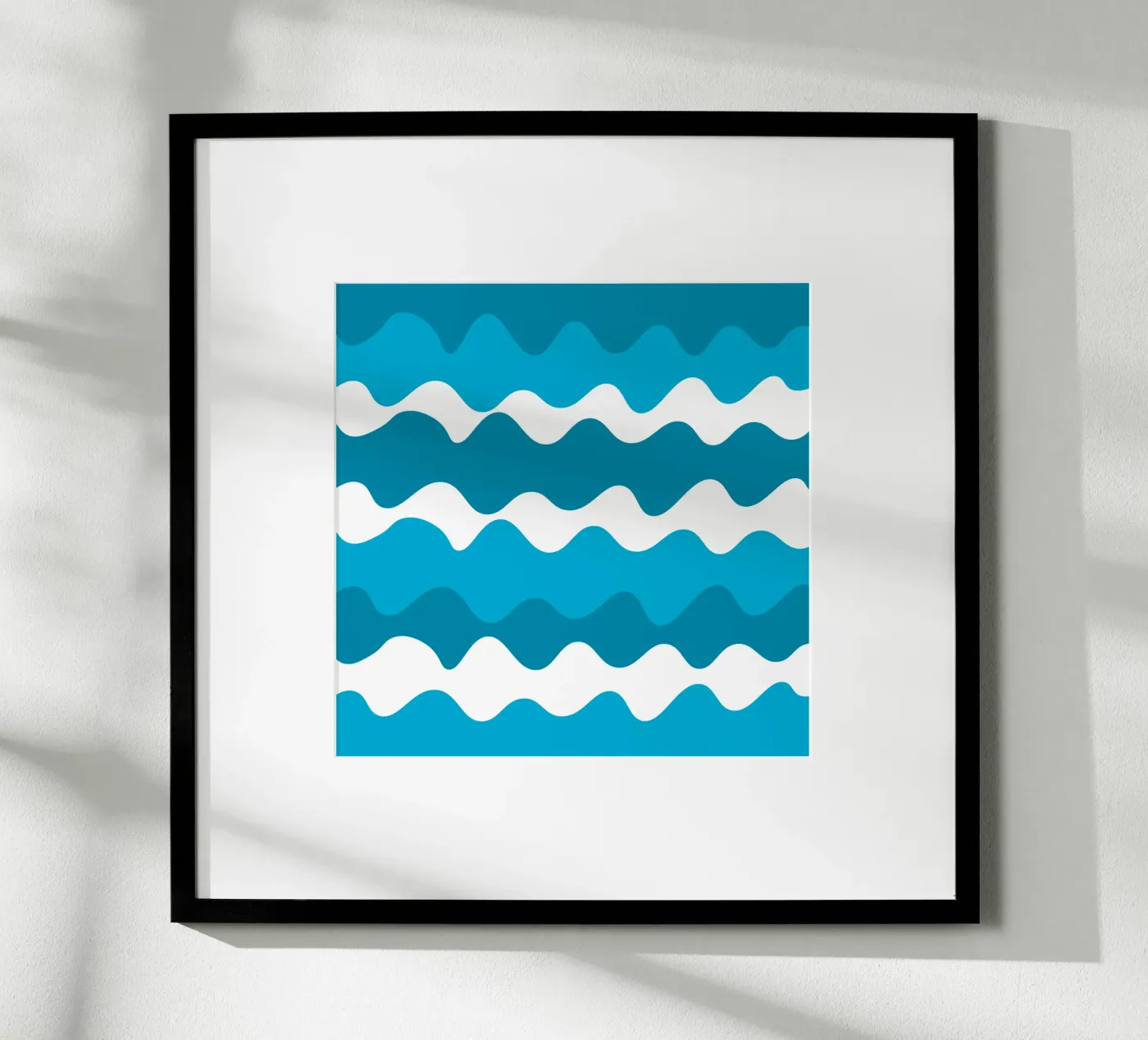 Blue horizontal wavy gradient poster by baobabprintstore