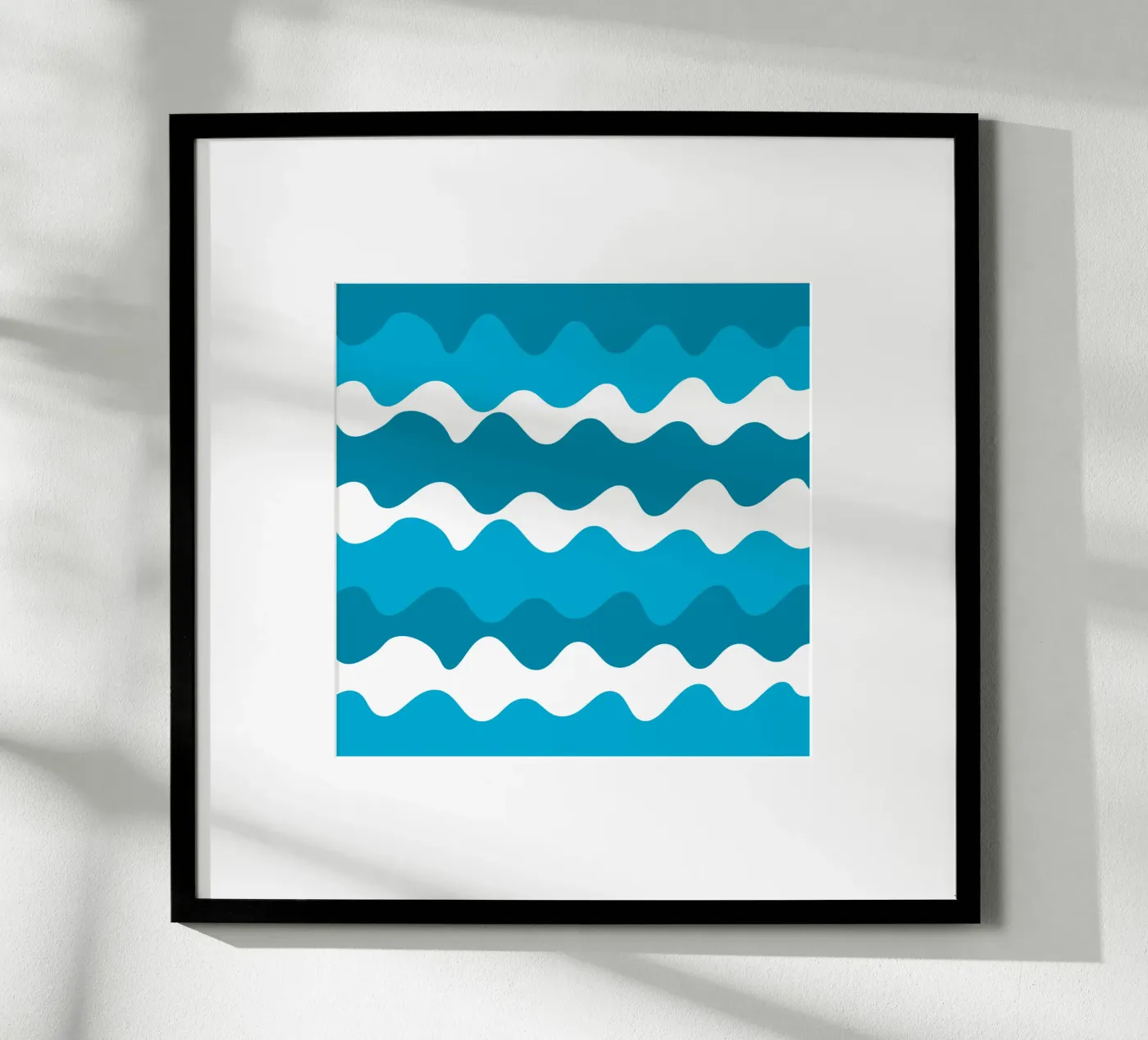 Blue horizontal wavy gradient poster van baobabprintstore