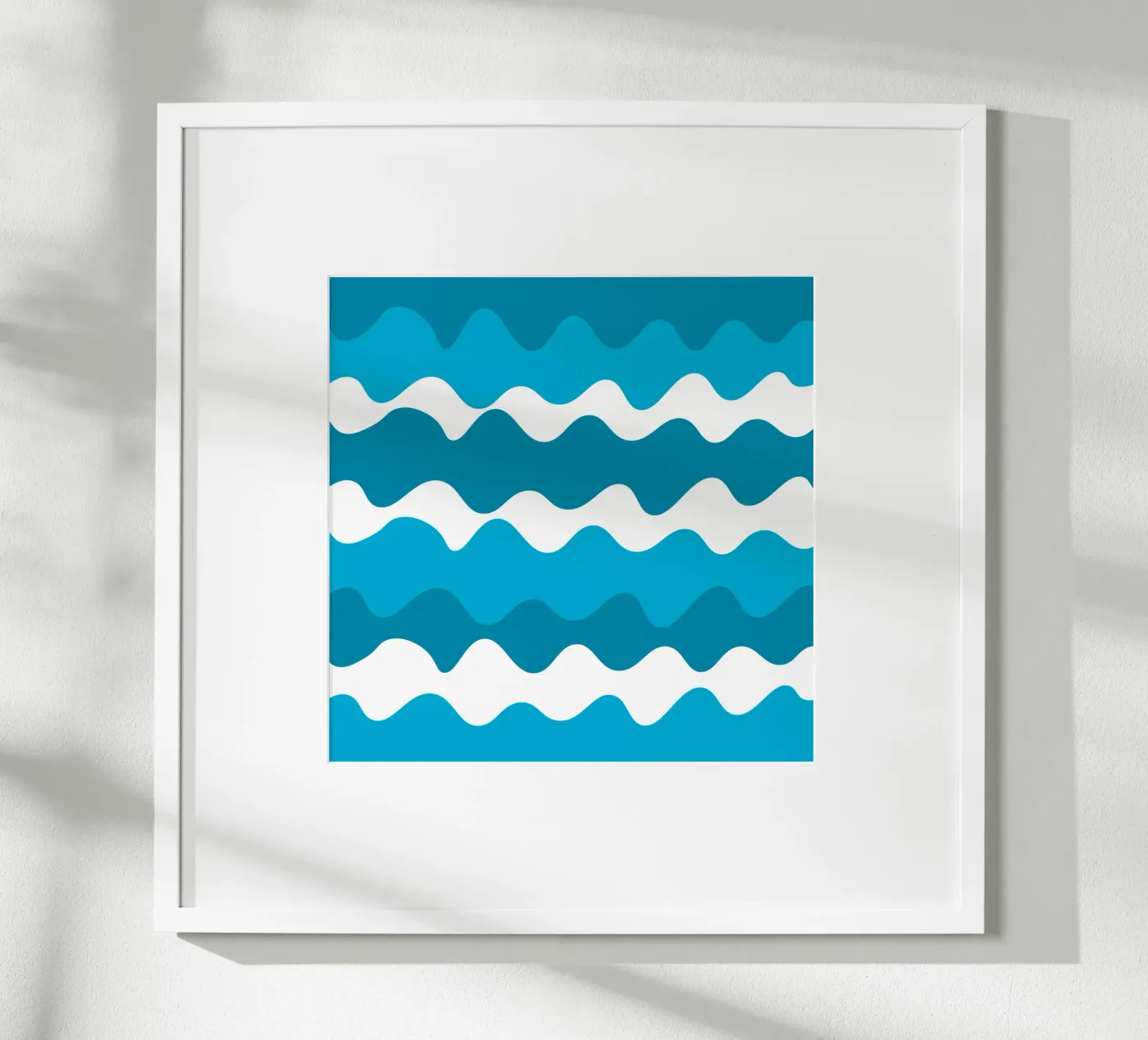 Blue horizontal wavy gradient poster van baobabprintstore