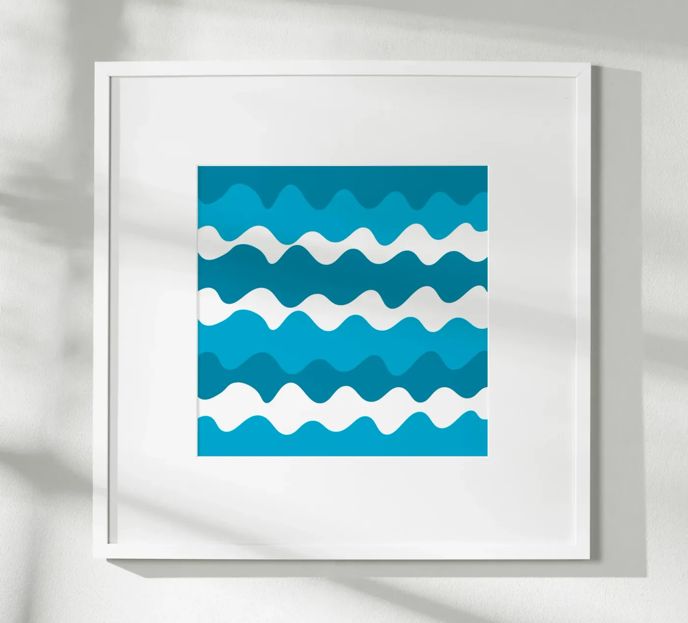 Blue horizontal wavy gradient poster by baobabprintstore