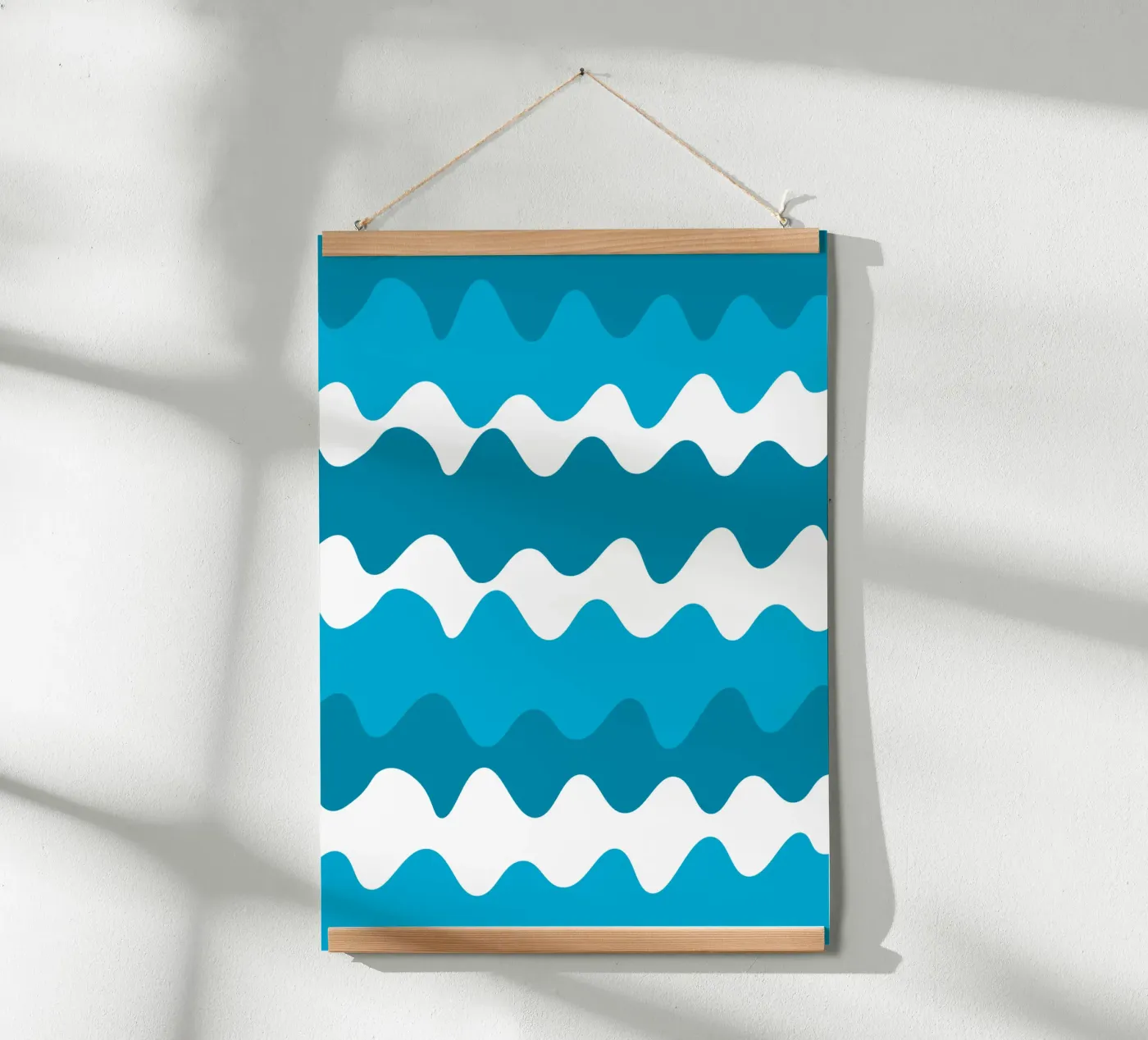 Blue horizontal wavy gradient poster by baobabprintstore