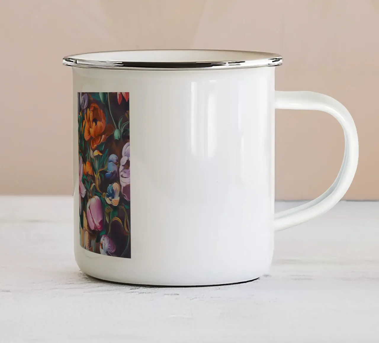 Romántico esplendor floral taza de esmalte de Carinaprint