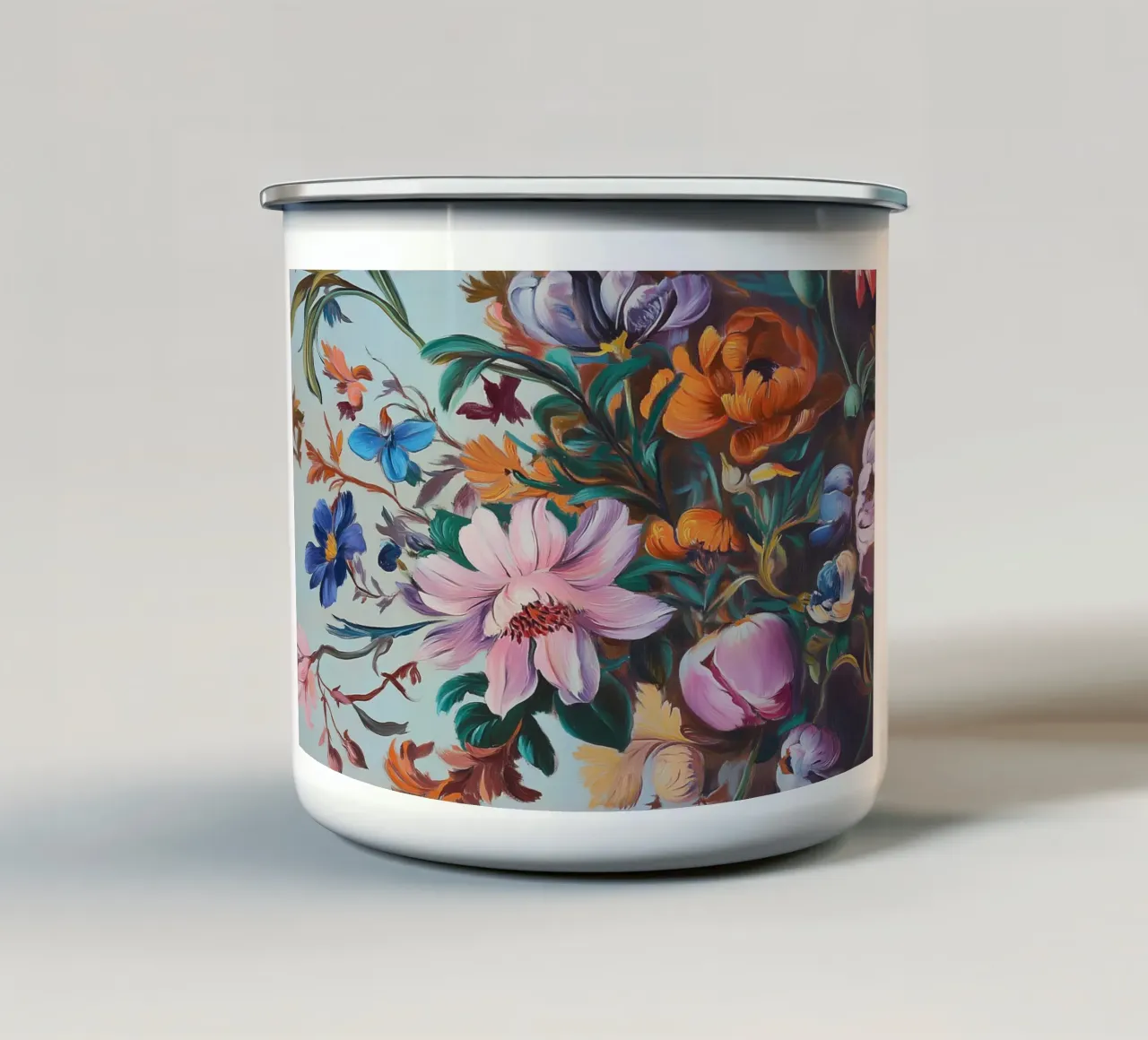 Romántico esplendor floral taza de esmalte de Carinaprint