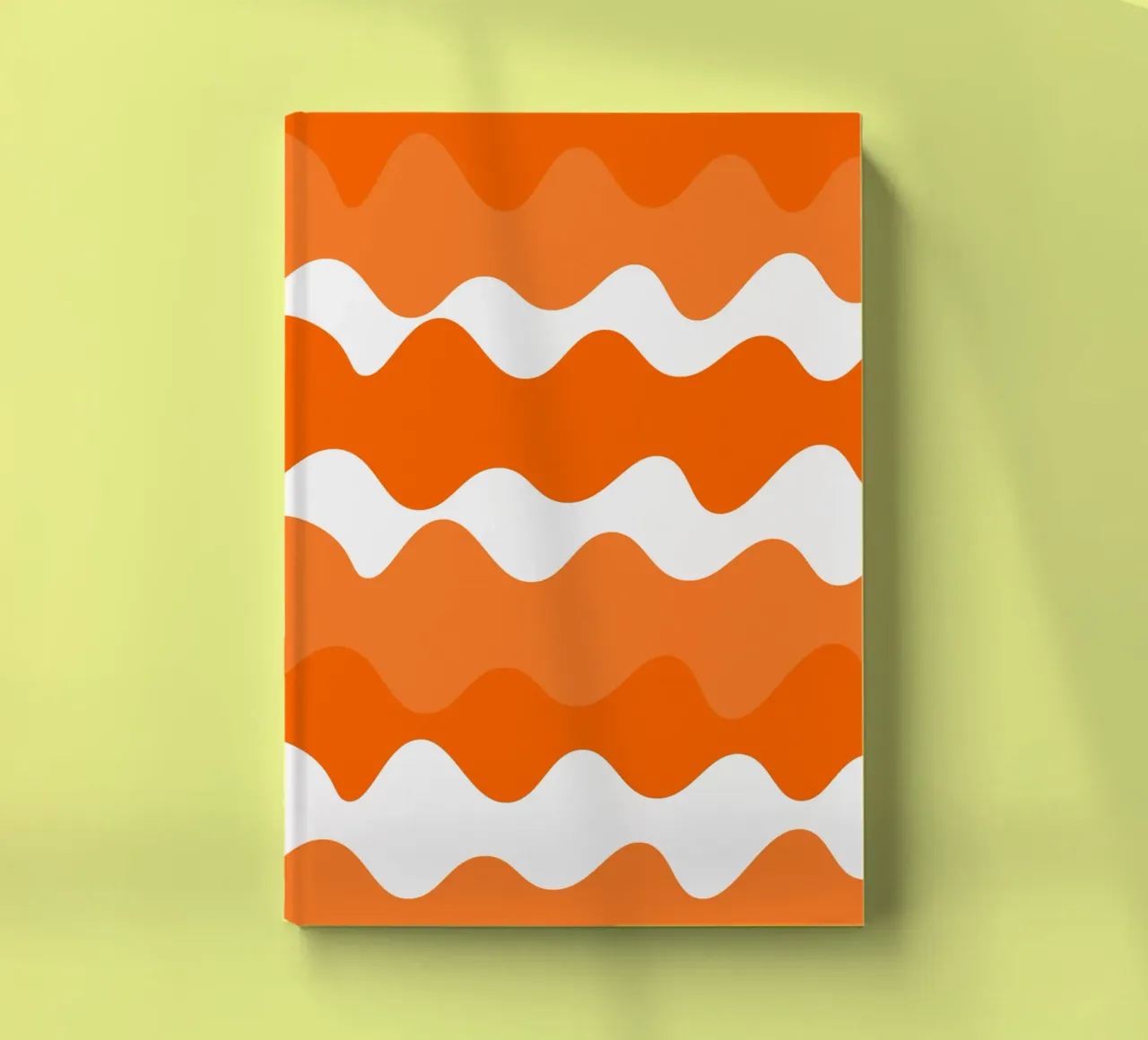 Orange horizontal wavy gradient notebook by baobabprintstore