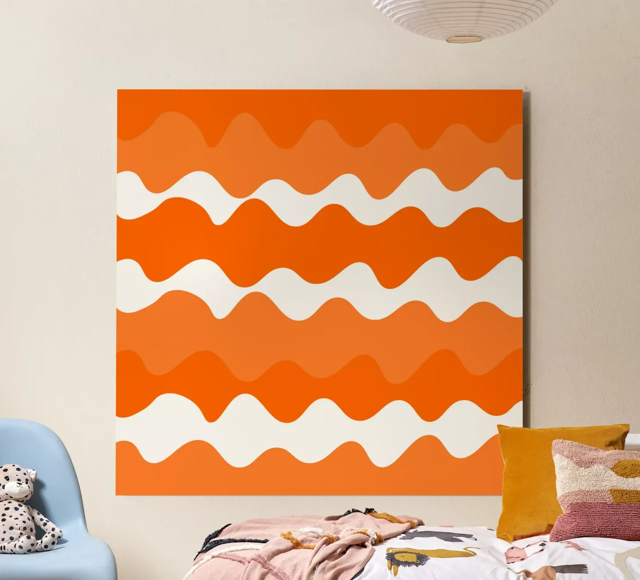 Orange horizontal wavy gradient alluminio dibond da baobabprintstore