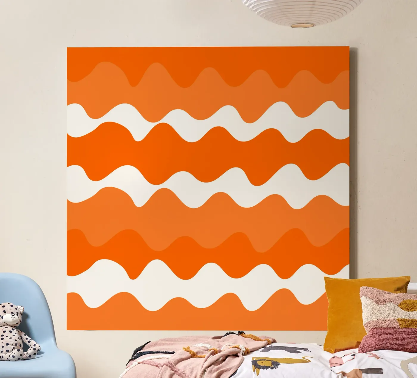 Orange horizontal wavy gradient tela da baobabprintstore
