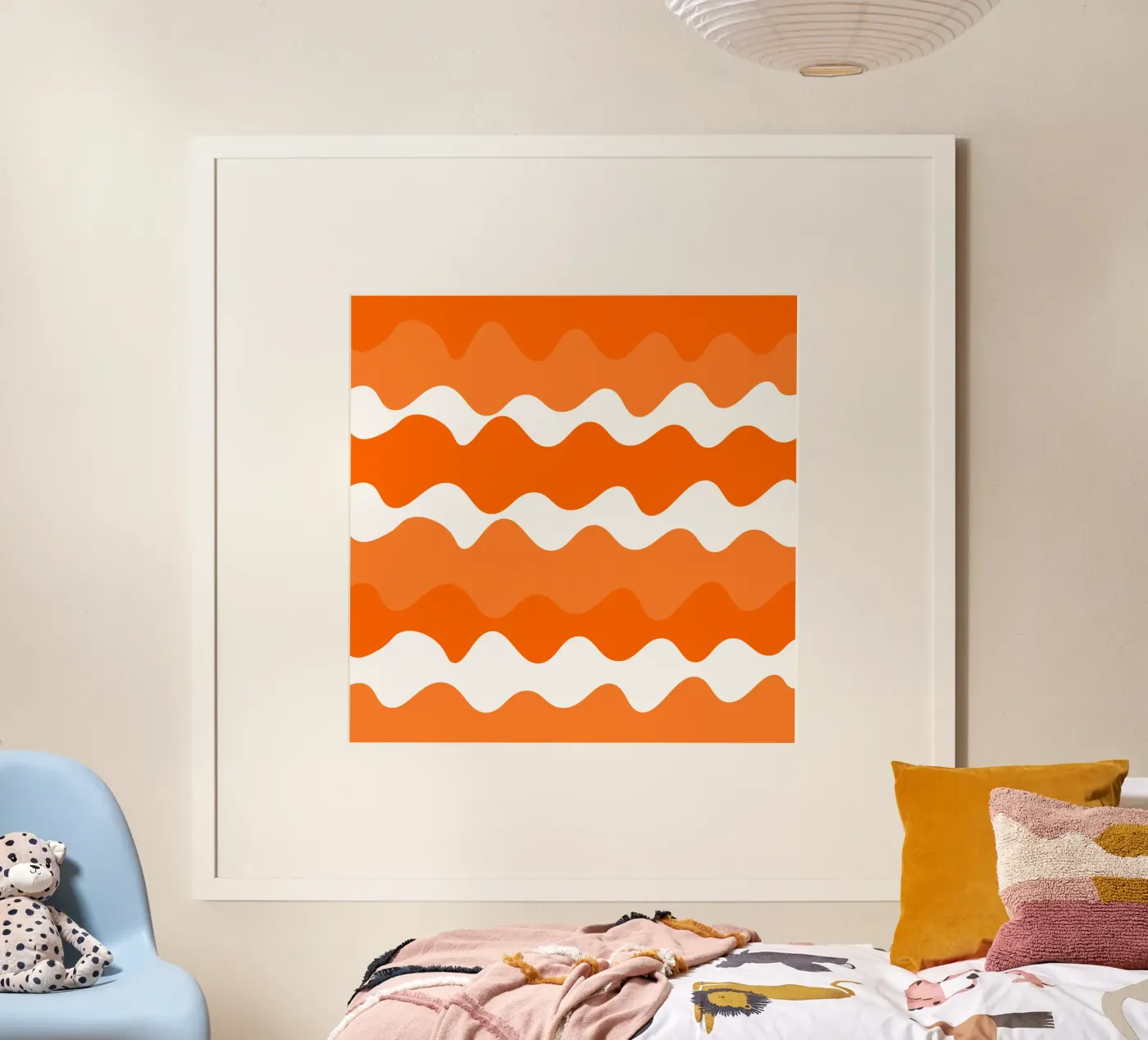 Orange horizontal wavy gradient poster by baobabprintstore