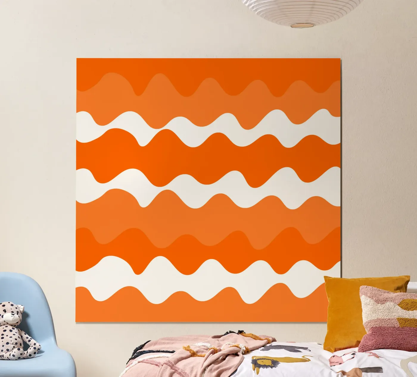 Orange horizontal wavy gradient poster by baobabprintstore