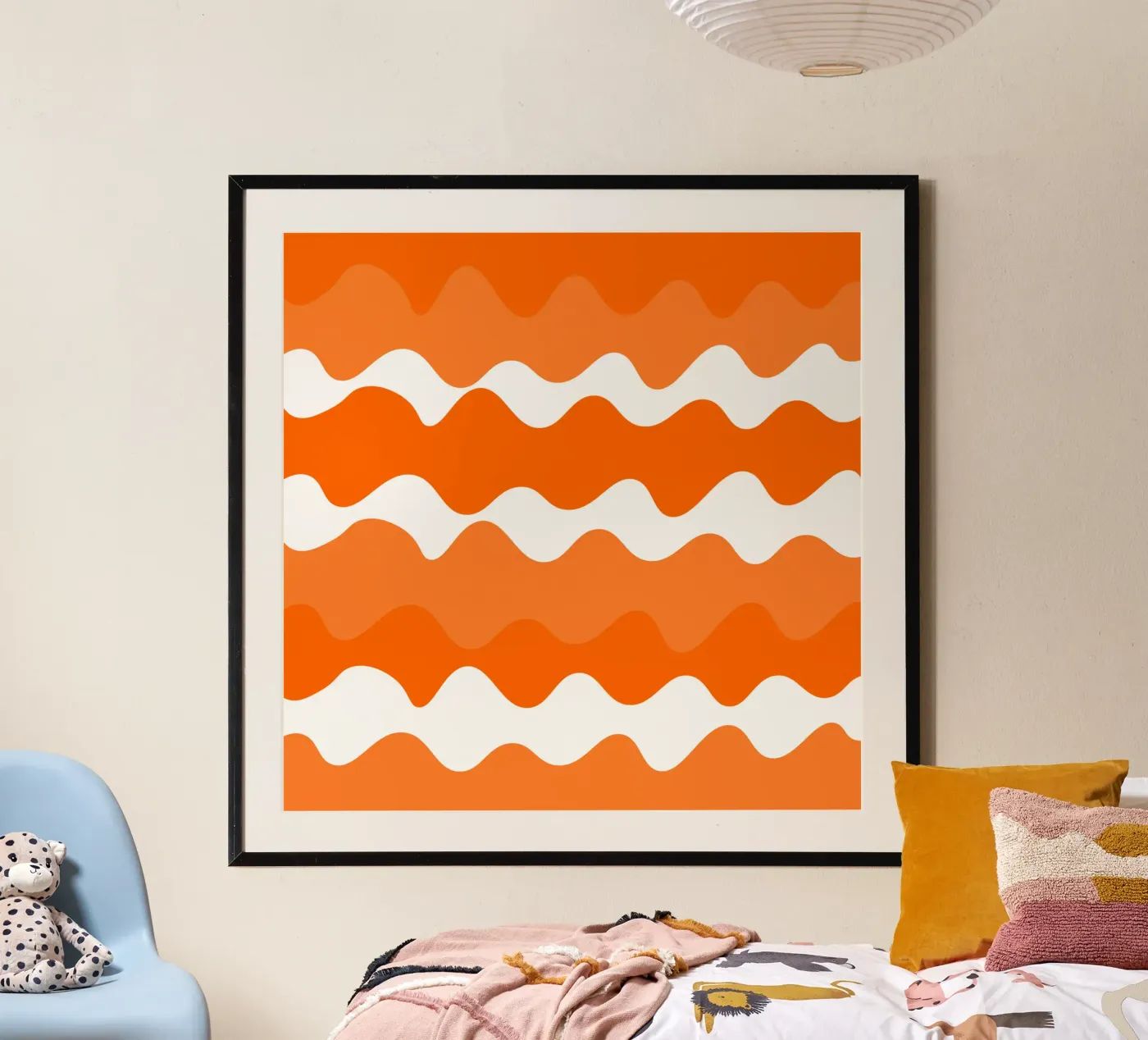 Orange horizontal wavy gradient poster by baobabprintstore