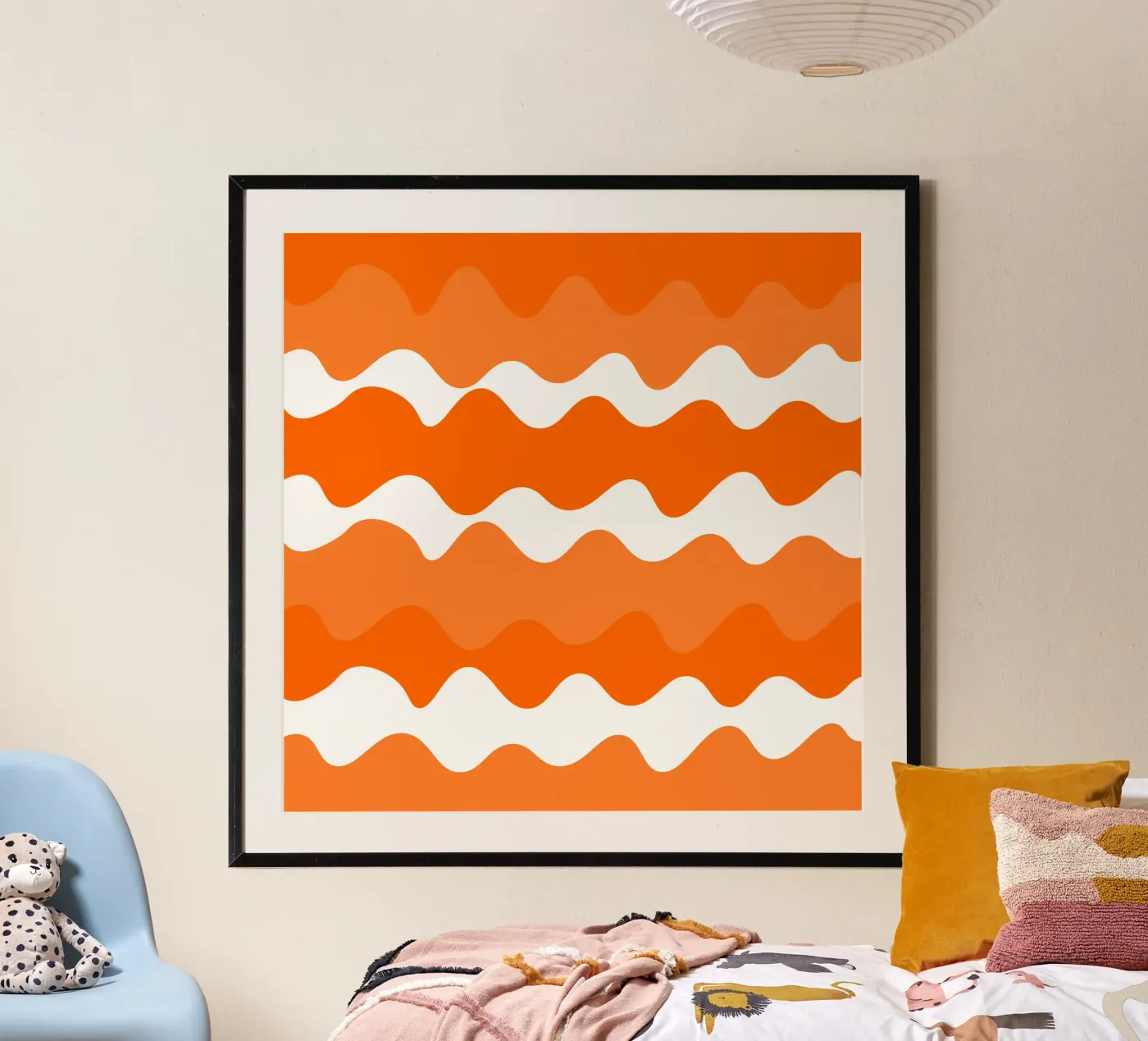 Orange horizontal wavy gradient poster de baobabprintstore
