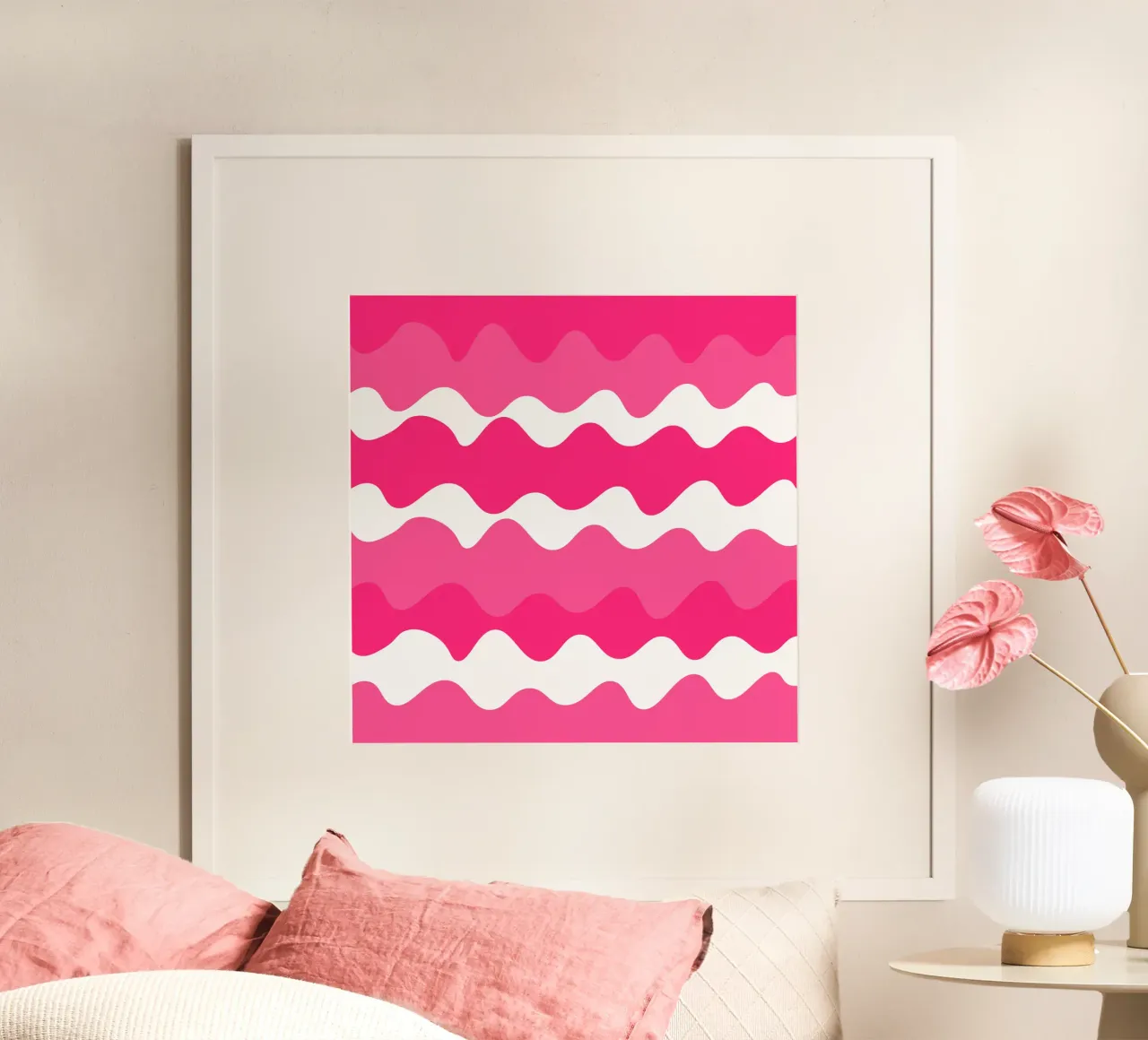 Pink horizontal wavy gradient poster da baobabprintstore