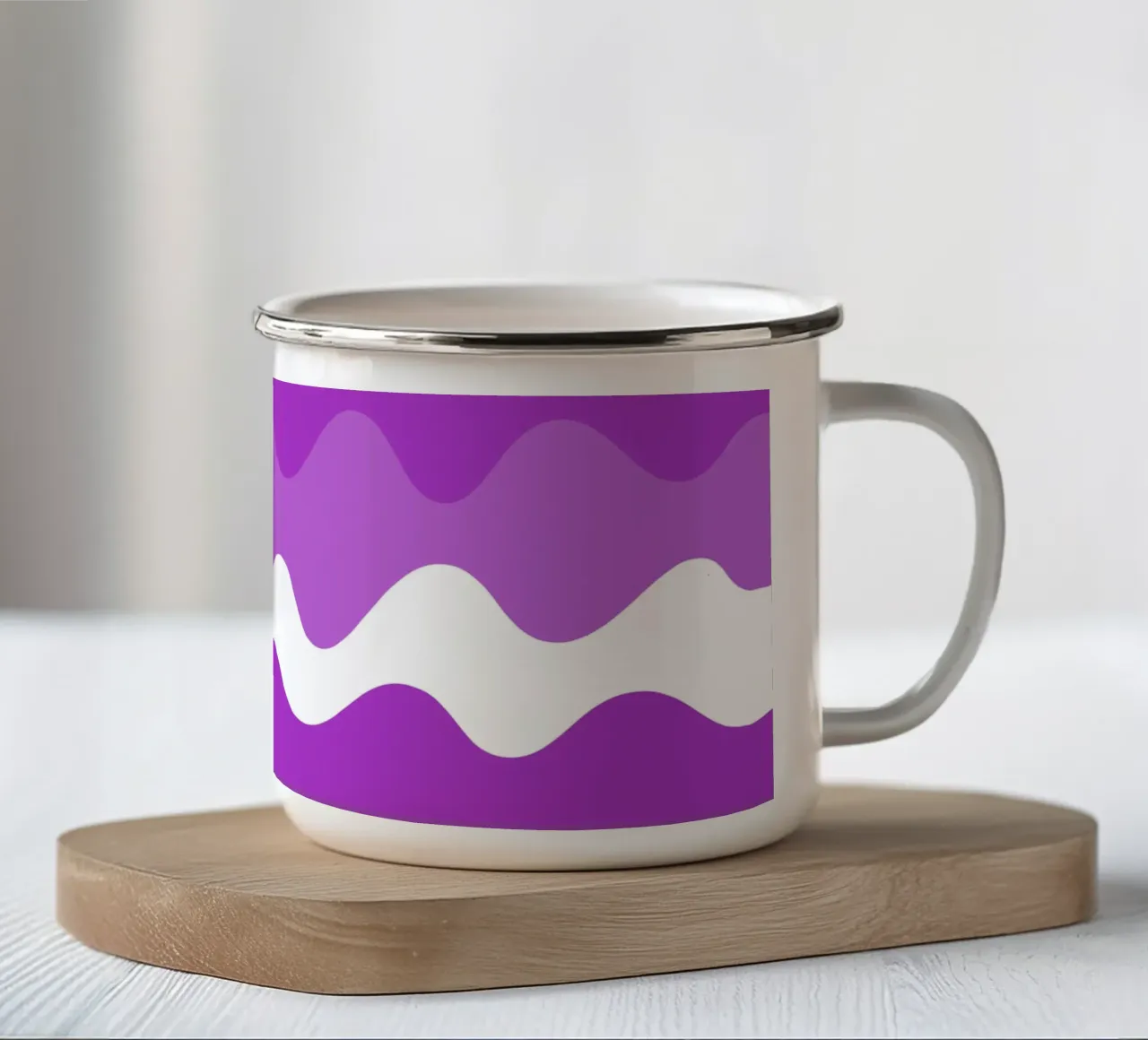 Purple horizontal wavy gradient tazza in smalto da baobabprintstore