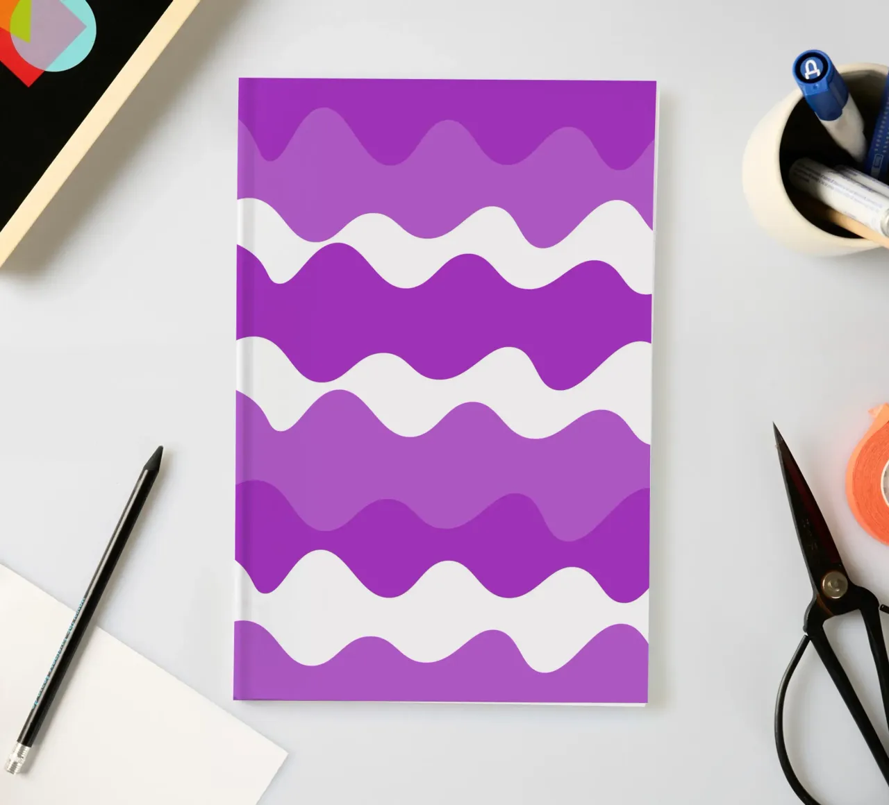 Purple horizontal wavy gradient notebook by baobabprintstore
