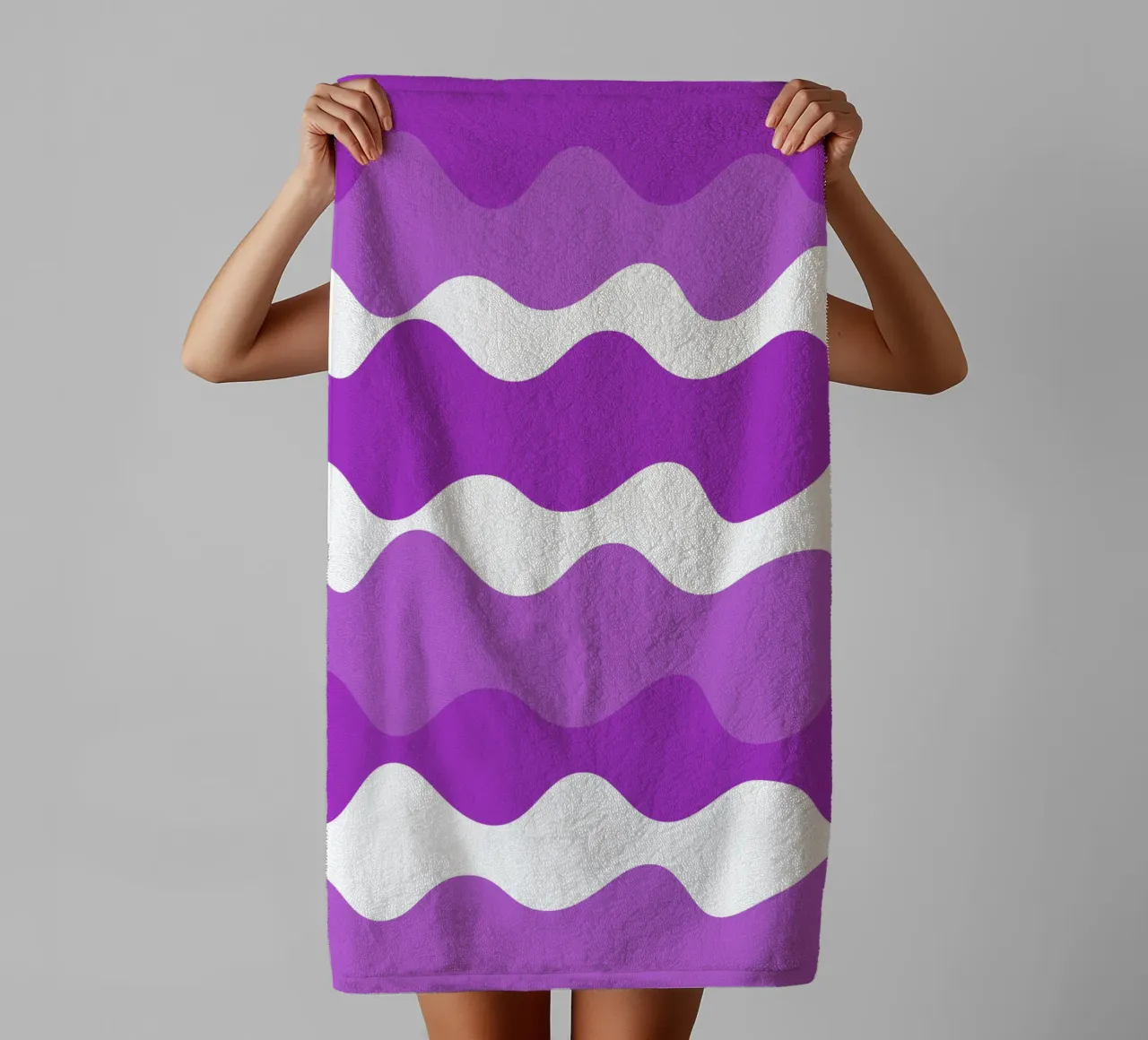 Purple horizontal wavy gradient asciugamano da bagno da baobabprintstore
