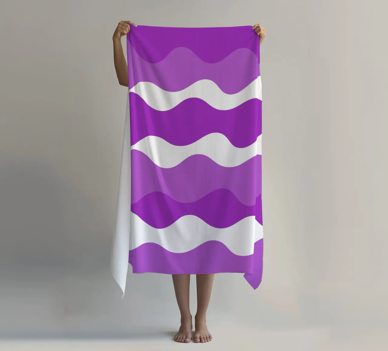 Purple horizontal wavy gradient telo mare da baobabprintstore