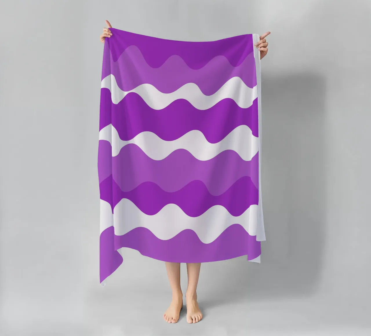 Purple horizontal wavy gradient telo mare da baobabprintstore