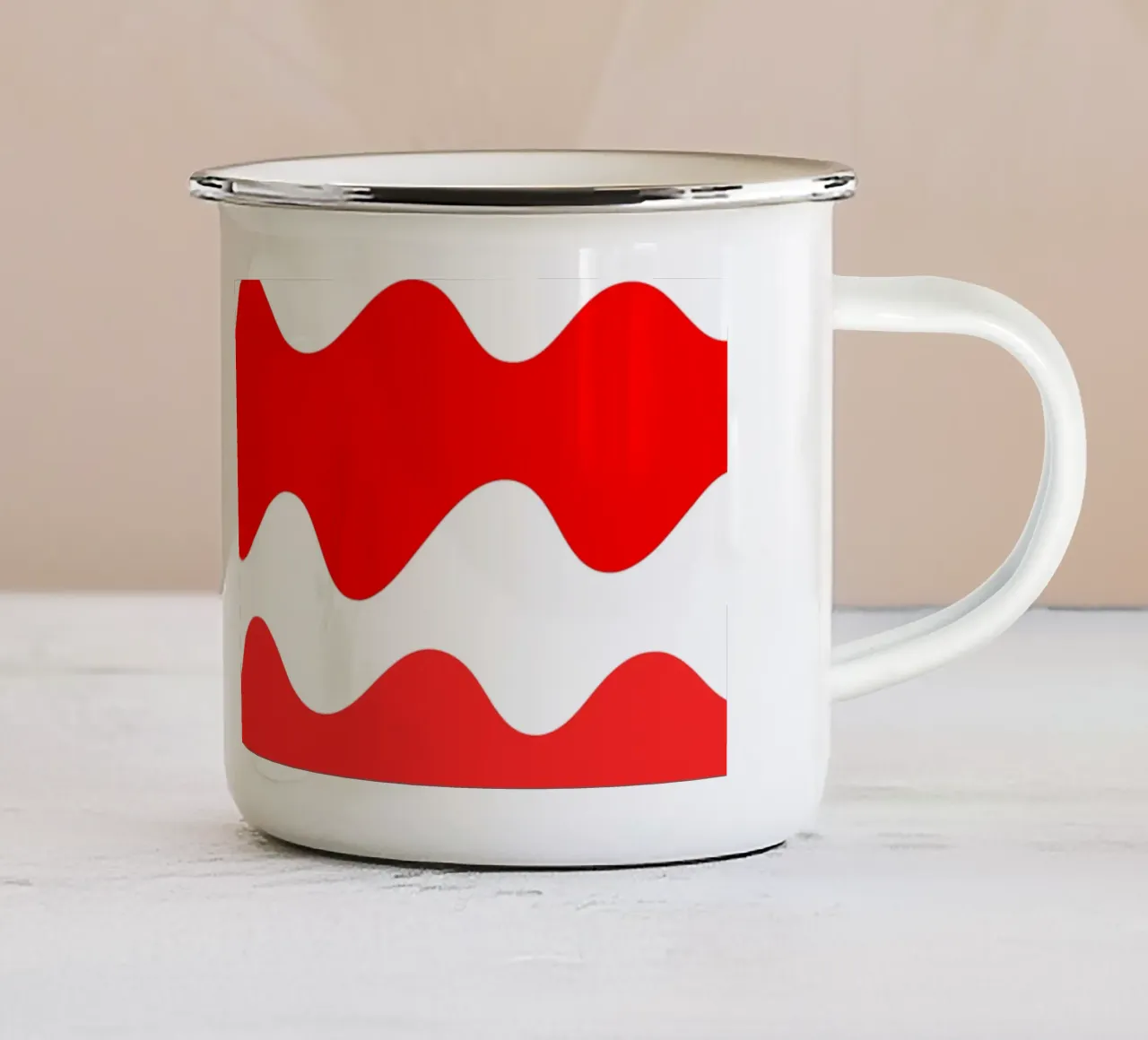 Red horizontal wavy gradient tazza in smalto da baobabprintstore