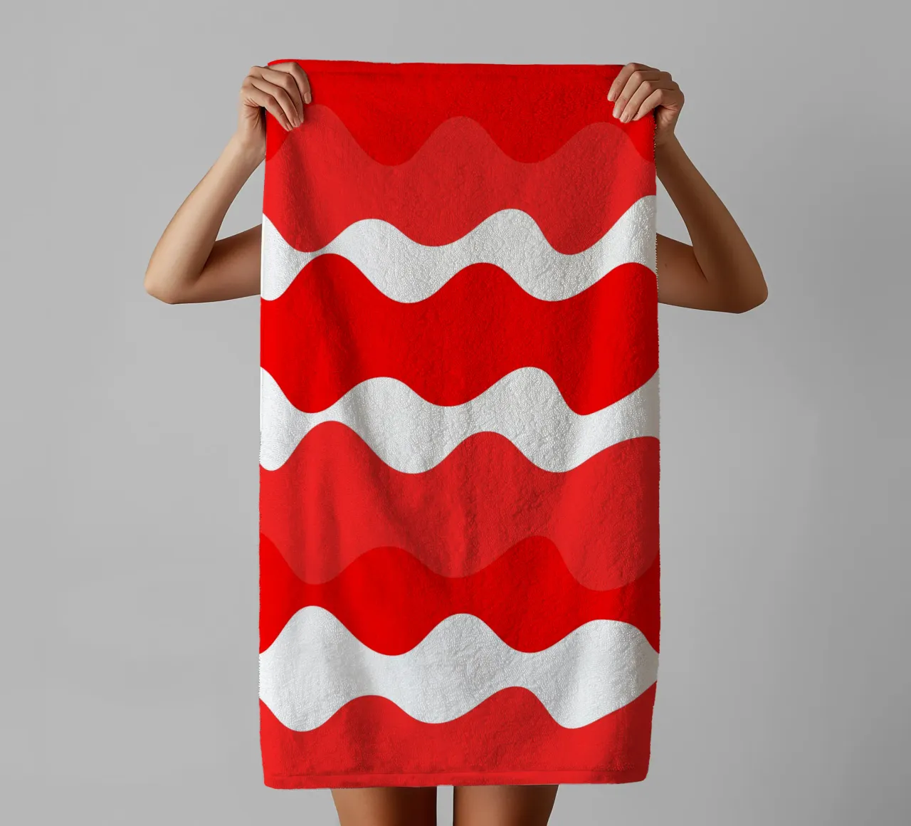 Red horizontal wavy gradient asciugamano da bagno da baobabprintstore