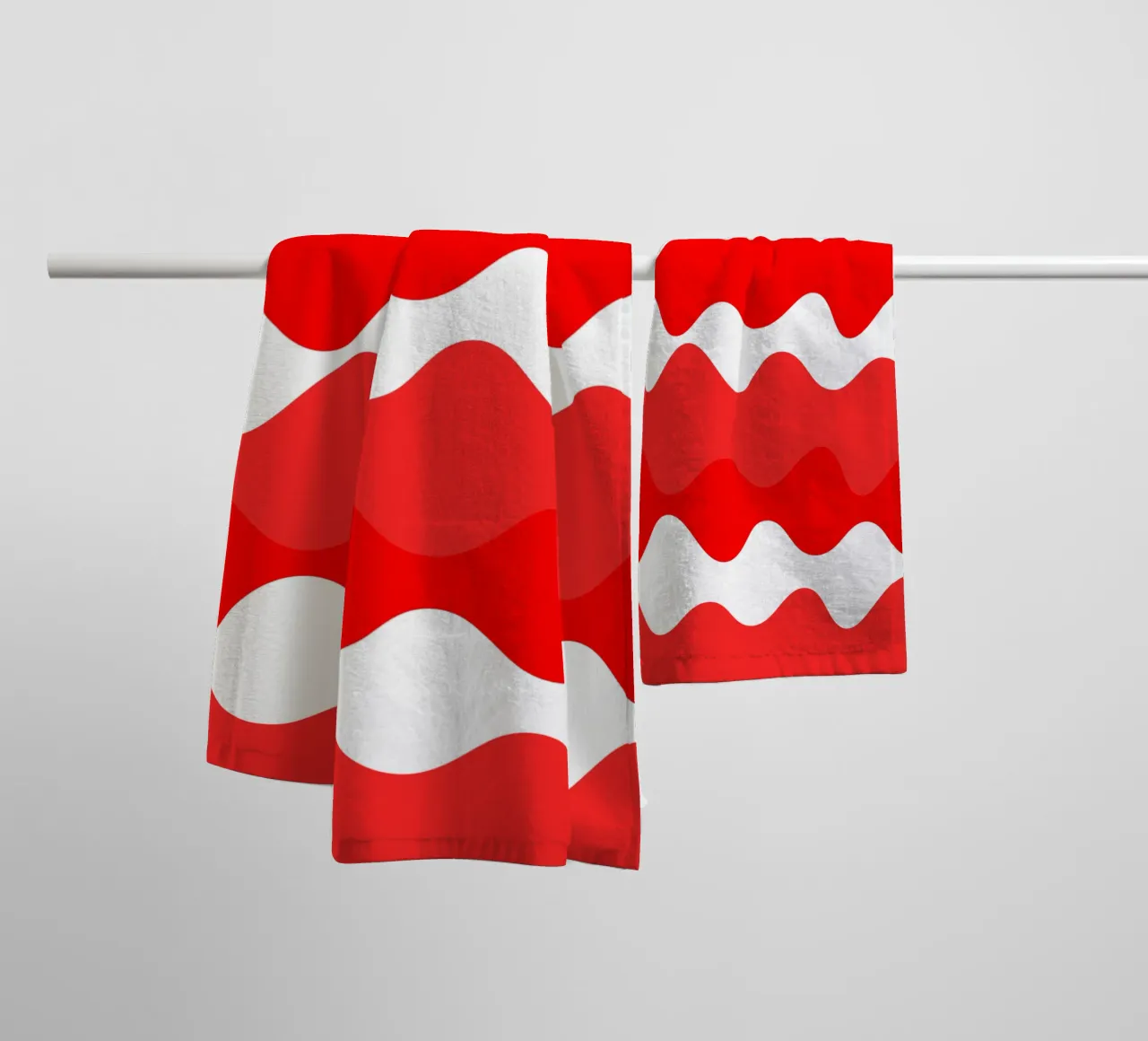 Red horizontal wavy gradient asciugamano da bagno da baobabprintstore