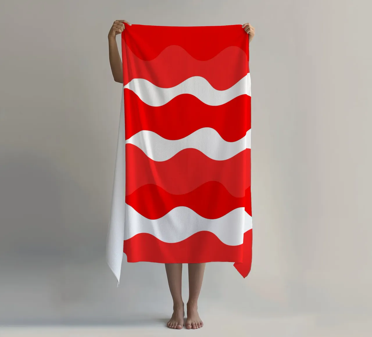 Red horizontal wavy gradient telo mare da baobabprintstore