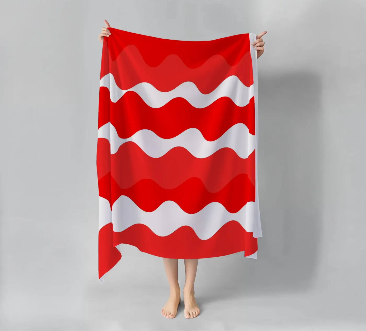 Red horizontal wavy gradient telo mare da baobabprintstore