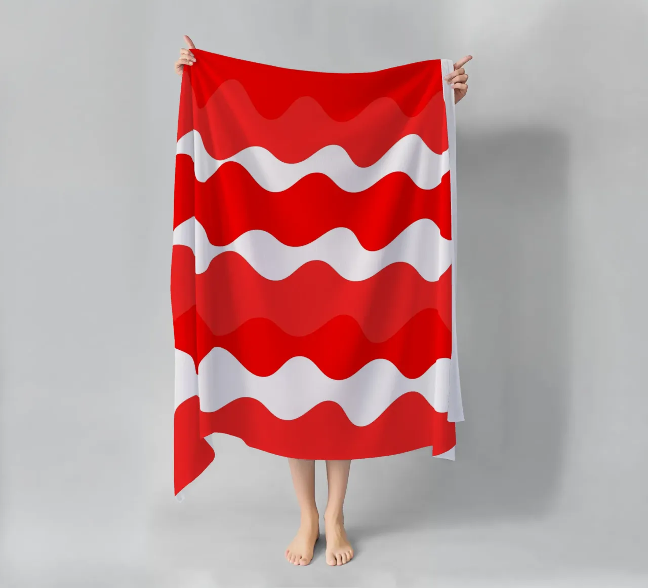 Red horizontal wavy gradient telo mare da baobabprintstore