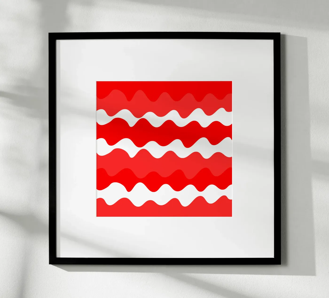 Red horizontal wavy gradient poster da baobabprintstore