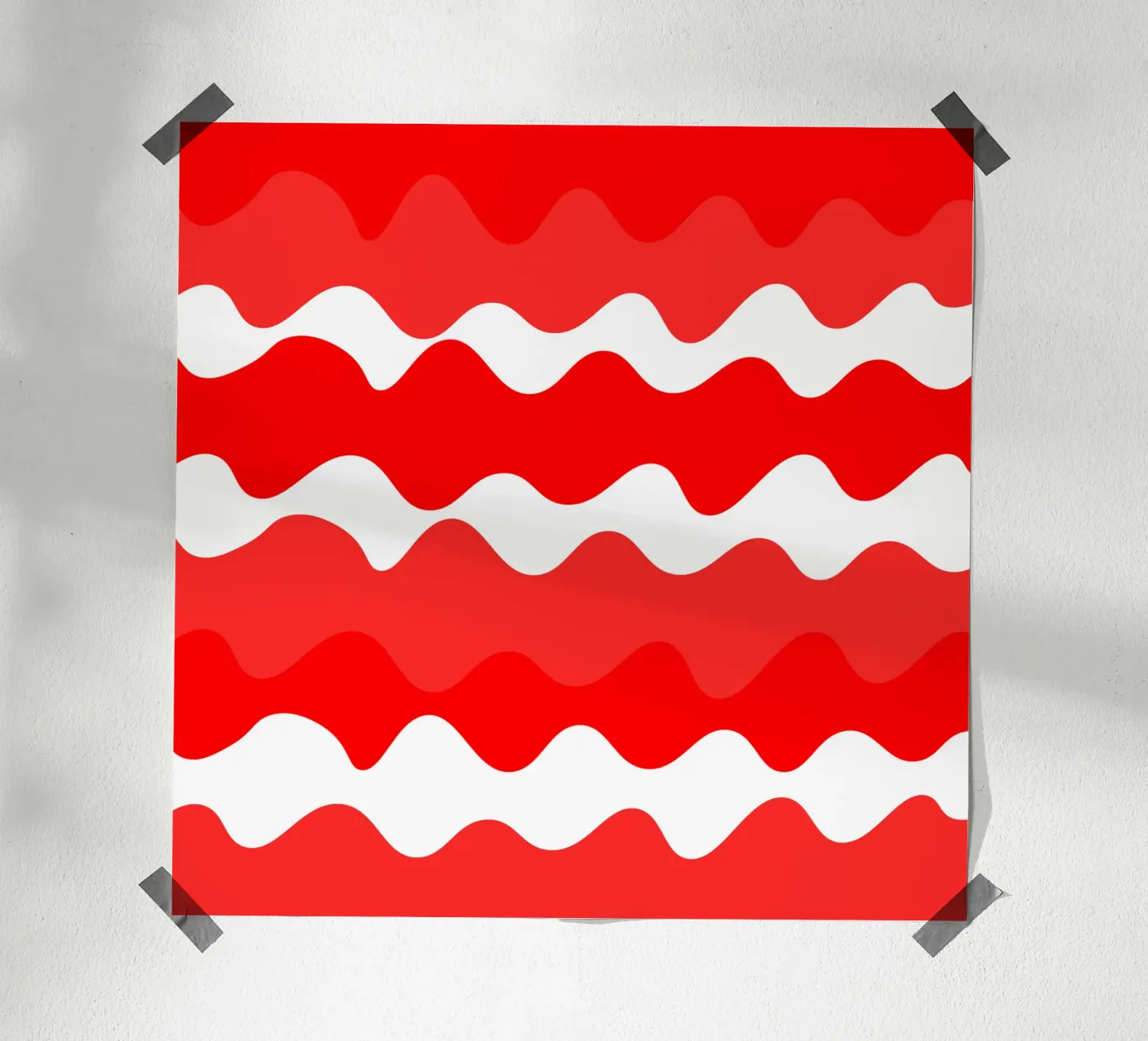 Red horizontal wavy gradient poster da baobabprintstore