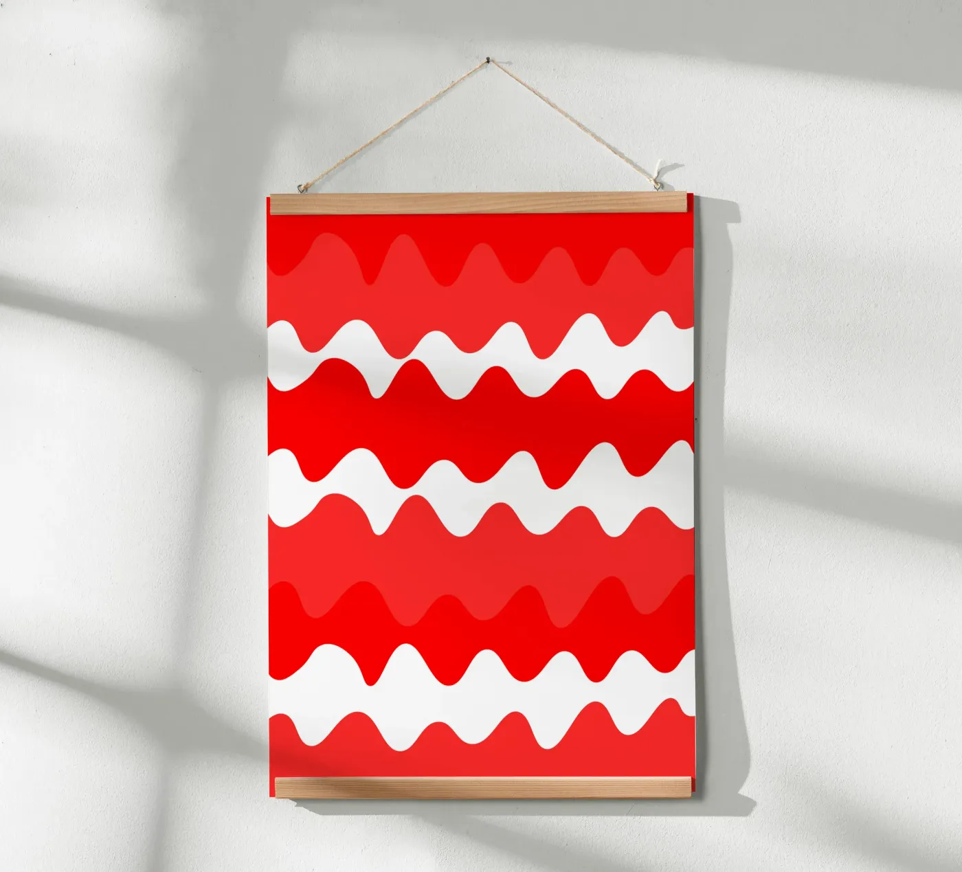 Red horizontal wavy gradient poster da baobabprintstore