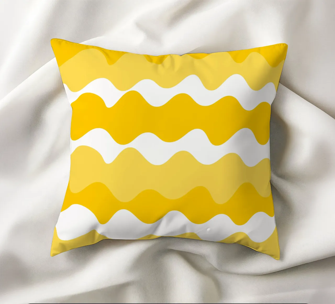 Yellow horizontal wavy gradient cuscino da baobabprintstore